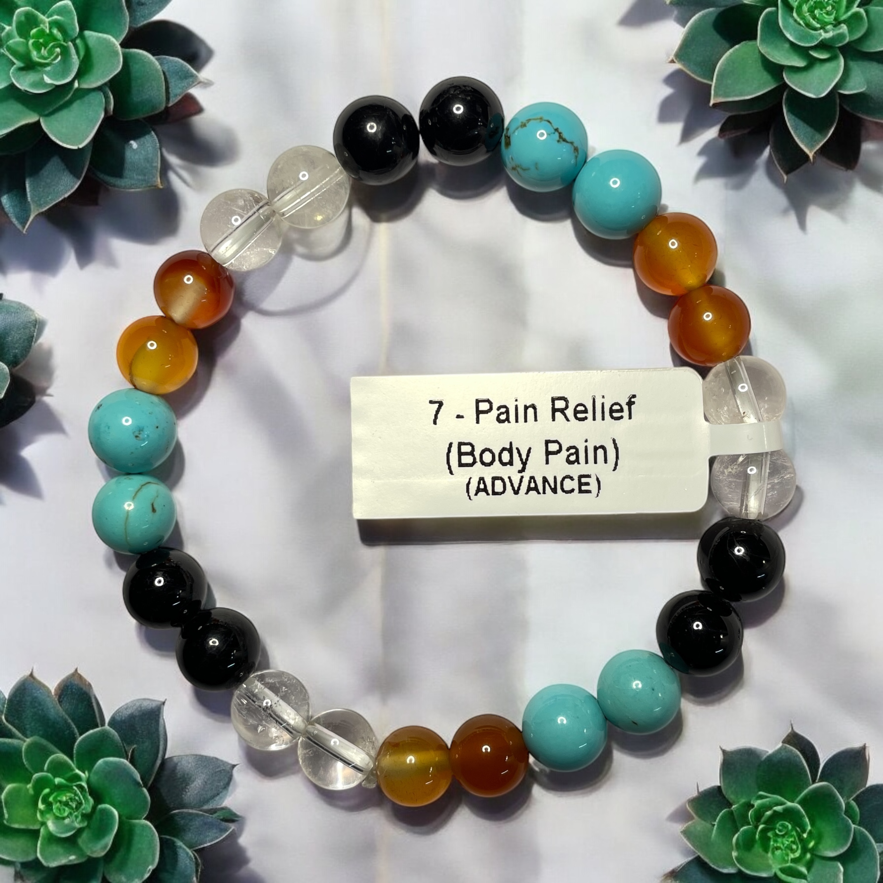 Pain Relief(Advance) Remedies & Intentions Bracelet Natural Made With Original Crystal Stone for Men Women Boy Girl Unisex 8mm Beads Stretchable Brand :- Rocksmins