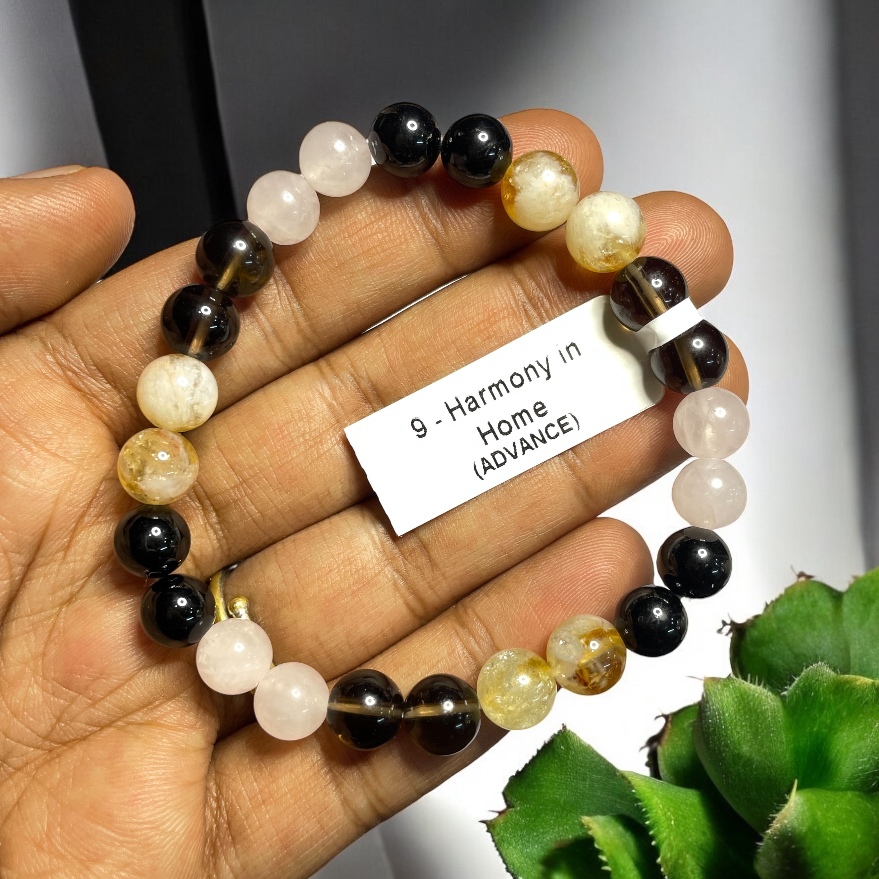 Harmony in Home(Advance) Remedies & Intentions Bracelet Natural Made With Original Crystal Stone for Men Women Boy Girl Unisex 8mm Beads Stretchable Brand :- Rocksmins