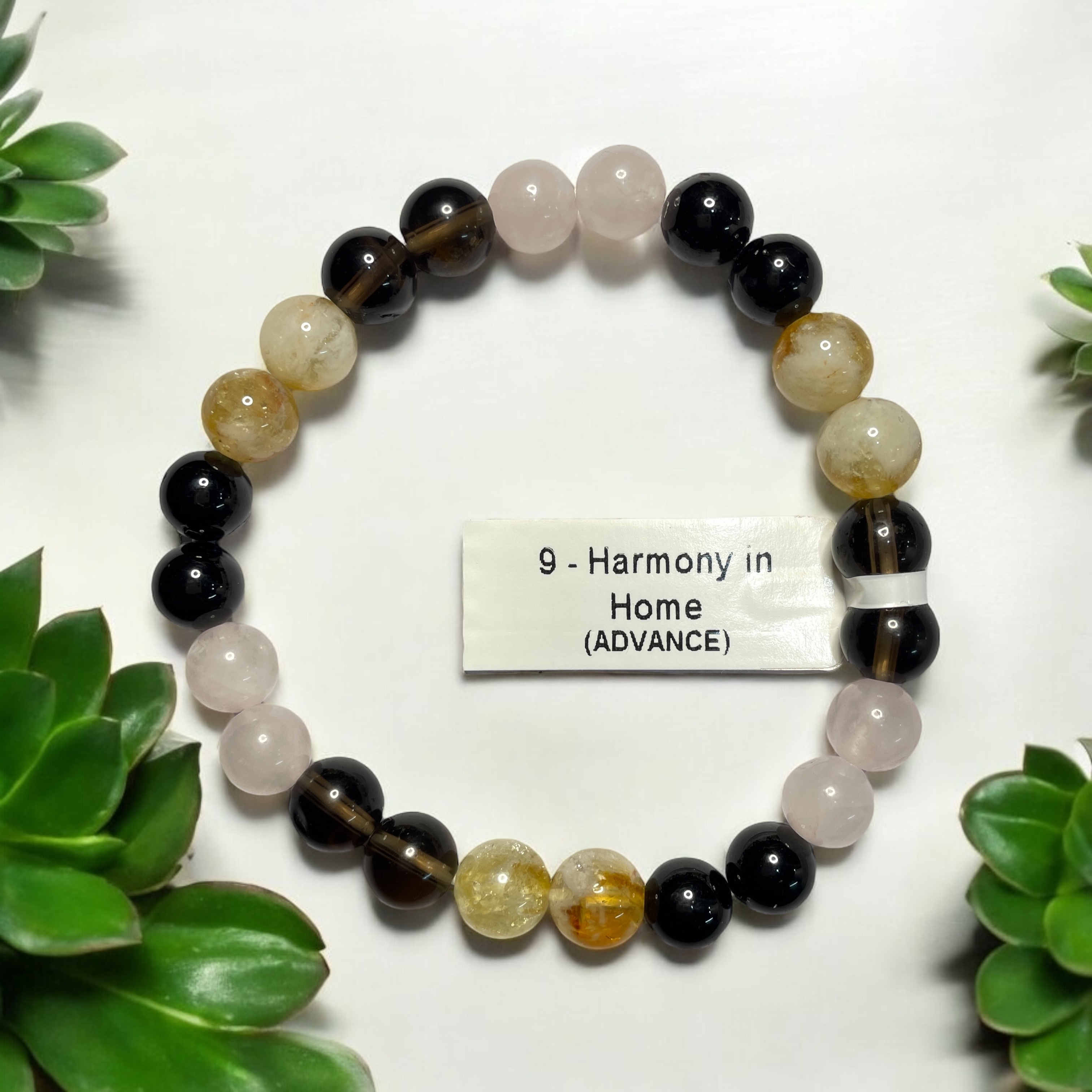 Harmony in Home(Advance) Remedies & Intentions Bracelet Natural Made With Original Crystal Stone for Men Women Boy Girl Unisex 8mm Beads Stretchable Brand :- Rocksmins