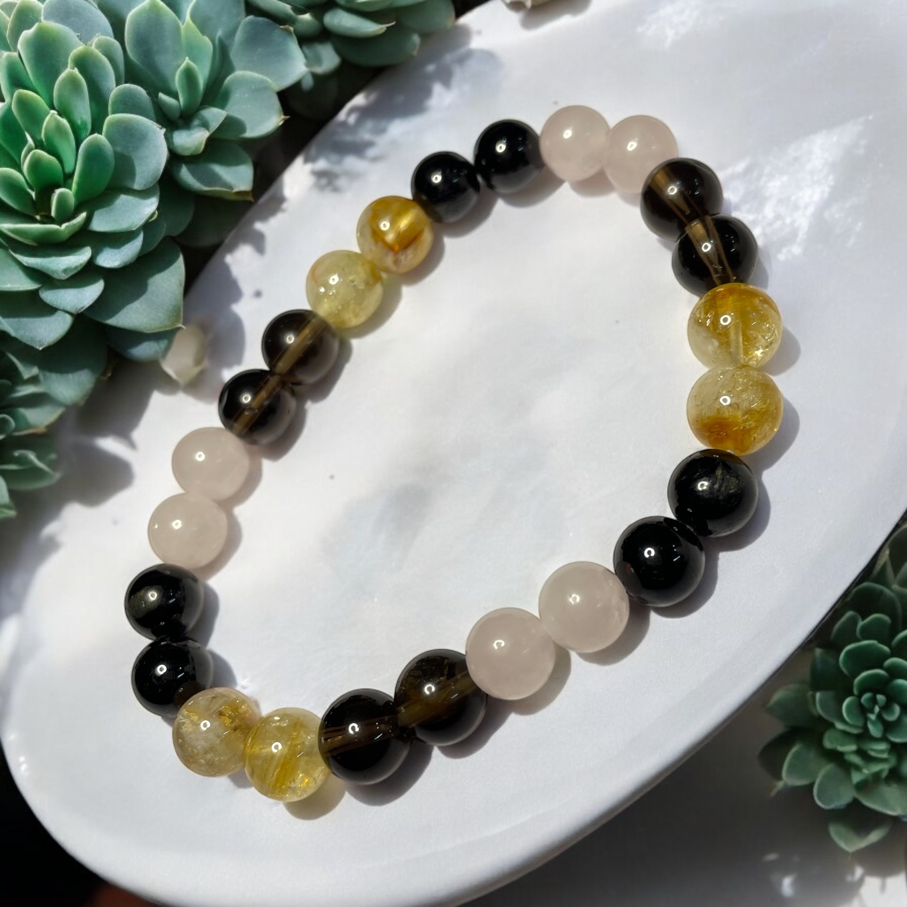 Harmony in Home(Advance) Remedies & Intentions Bracelet Natural Made With Original Crystal Stone for Men Women Boy Girl Unisex 8mm Beads Stretchable Brand :- Rocksmins