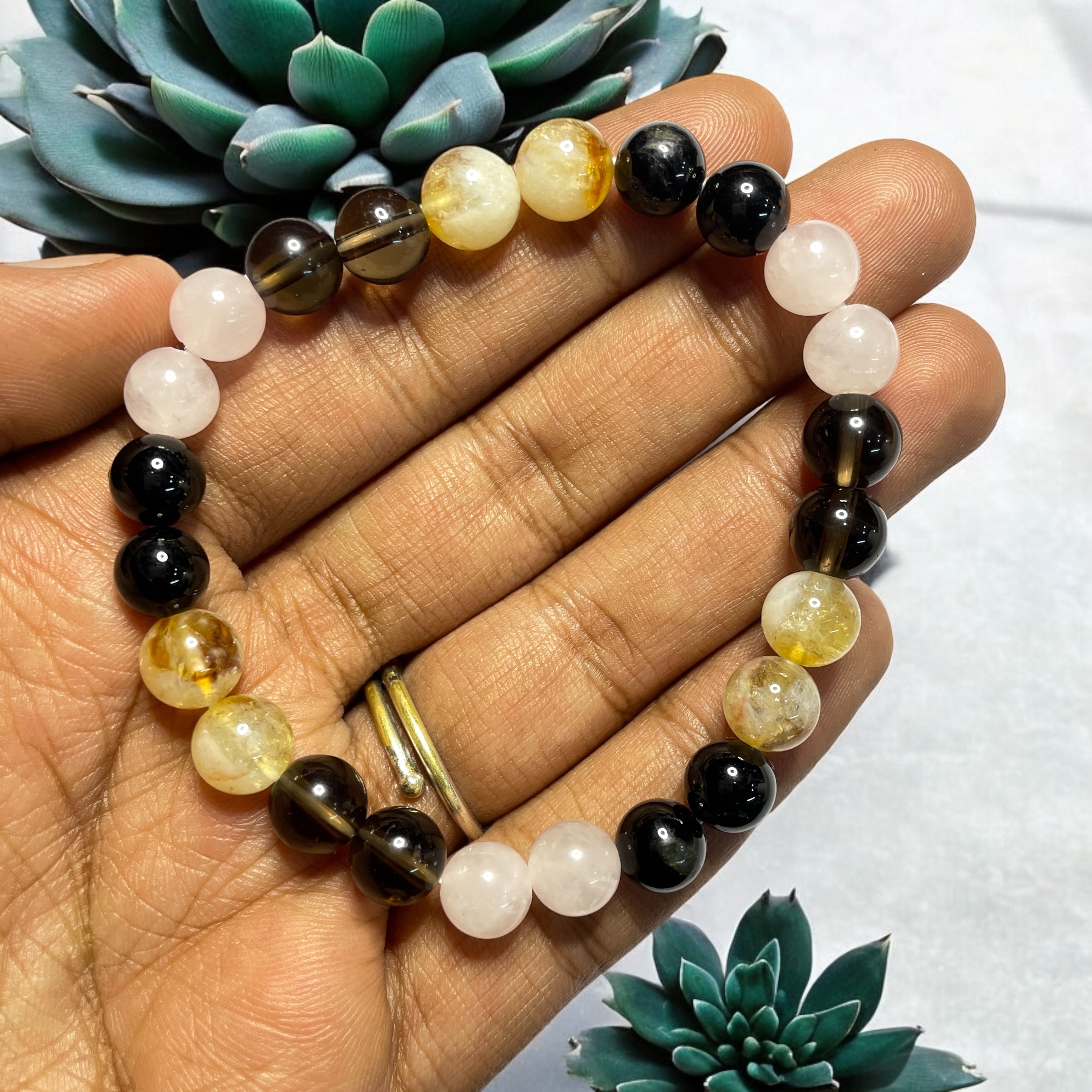 Harmony in Home(Advance) Remedies & Intentions Bracelet Natural Made With Original Crystal Stone for Men Women Boy Girl Unisex 8mm Beads Stretchable Brand :- Rocksmins