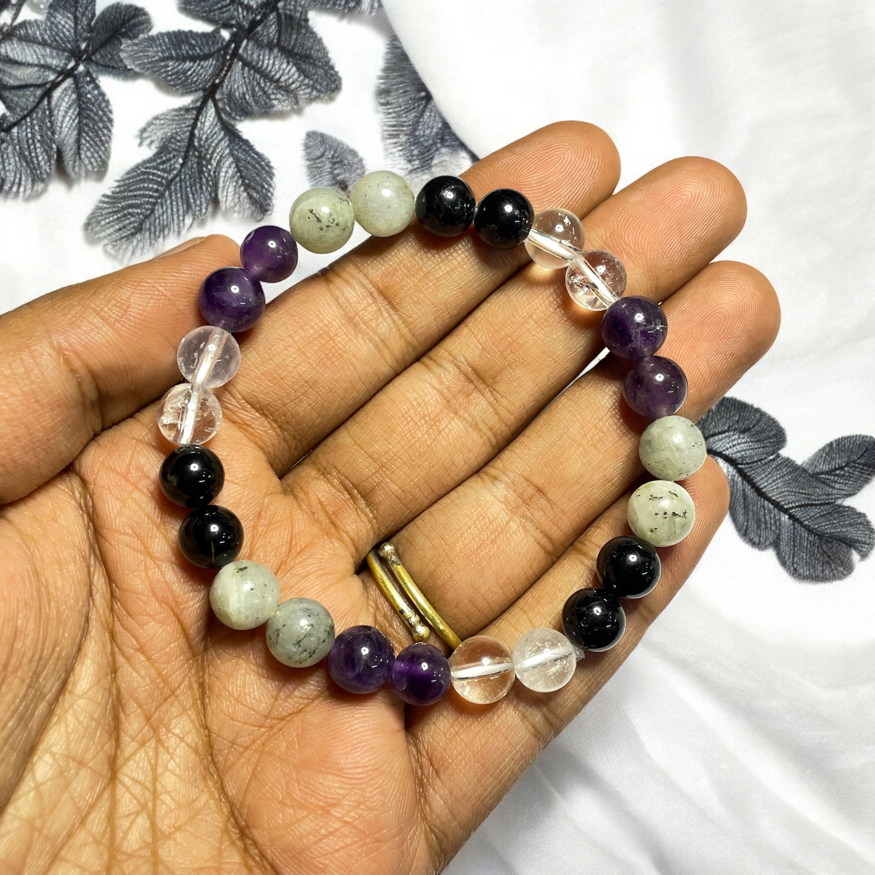 Protection (Advance) Remedies & Intentions Bracelet Natural Made With Original Crystal Stone for Men Women Boy Girl Unisex 8mm Beads Stretchable Brand :- Rocksmins