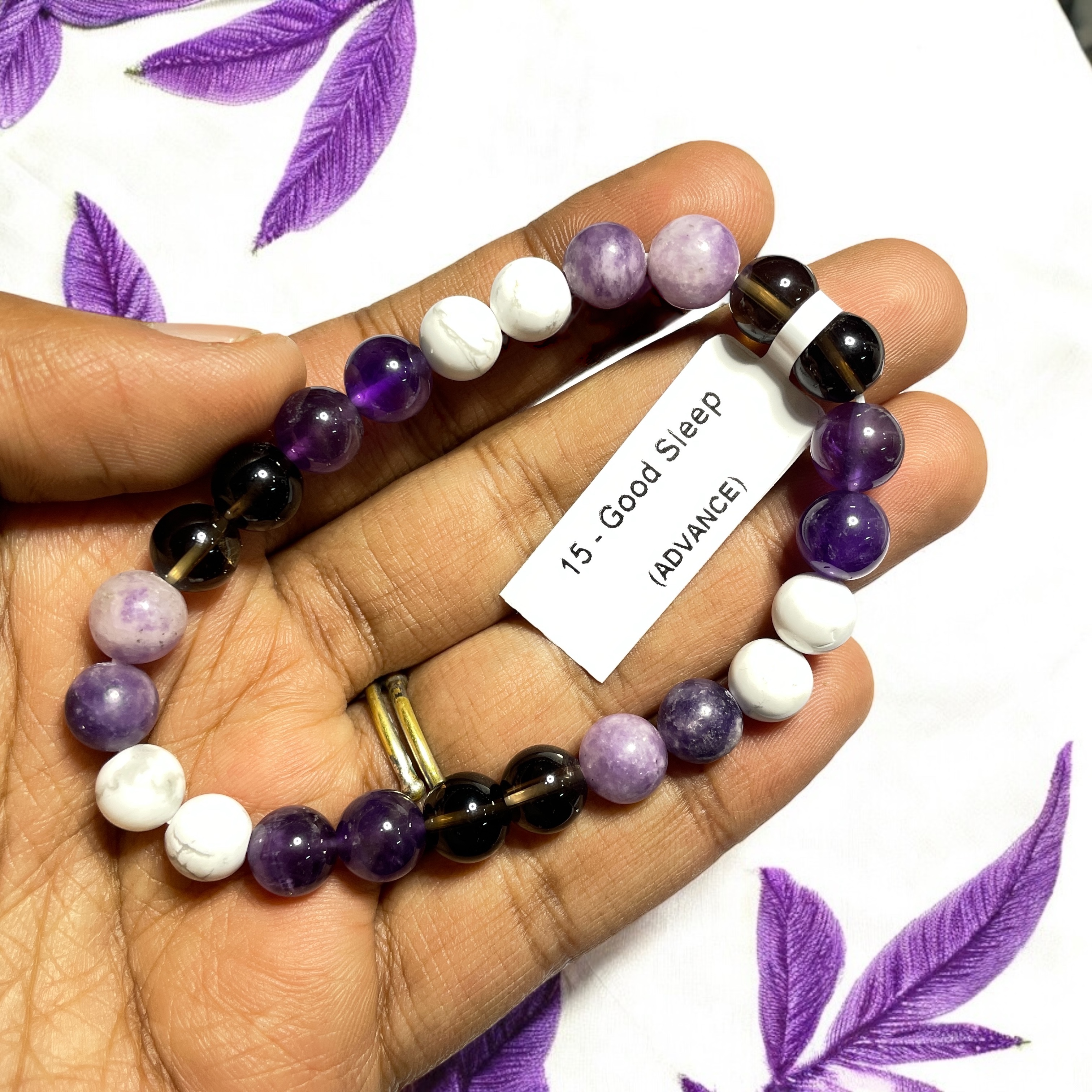 Good Sleep (Advance) Remedies & Intentions Bracelet Natural Made With Original Crystal Stone for Men Women Boy Girl Unisex 8mm Beads Stretchable Brand :- Rocksmins