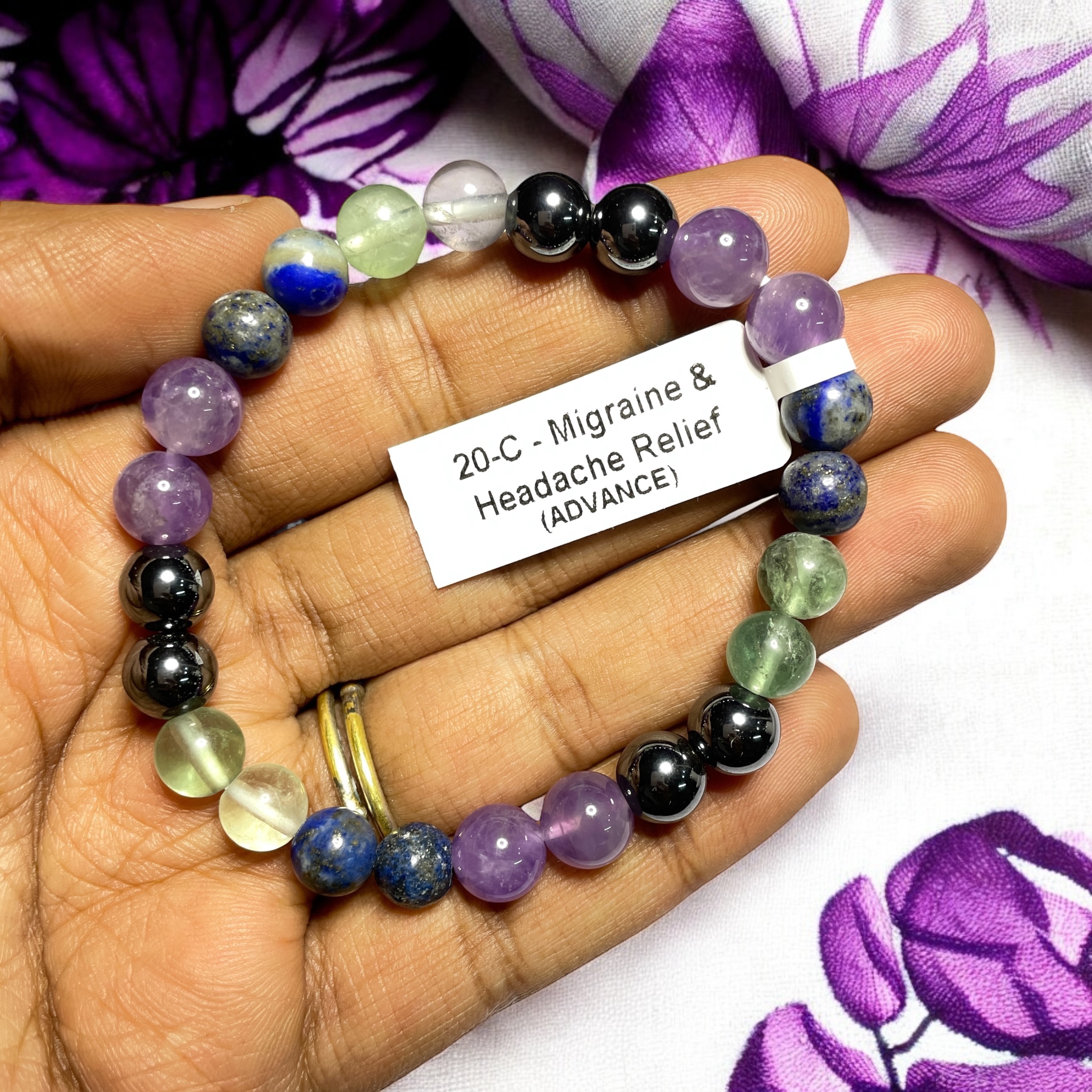 Migraine & Headache (Advance) Remedies & Intentions Bracelet Natural Made With Original Crystal Stone for Men Women Boy Girl Unisex 8mm Beads Stretchable Brand :- Rocksmins