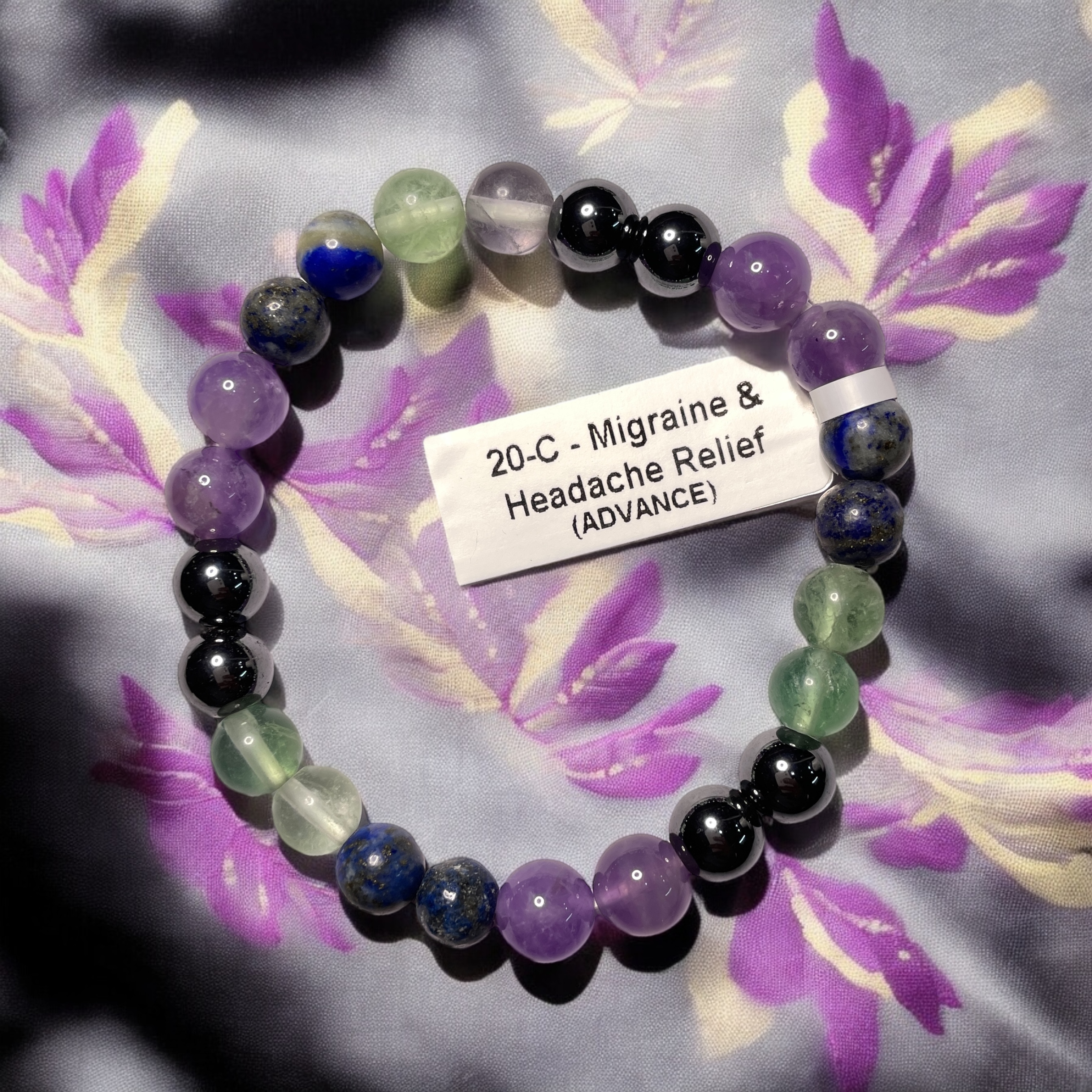 Migraine & Headache (Advance) Remedies & Intentions Bracelet Natural Made With Original Crystal Stone for Men Women Boy Girl Unisex 8mm Beads Stretchable Brand :- Rocksmins