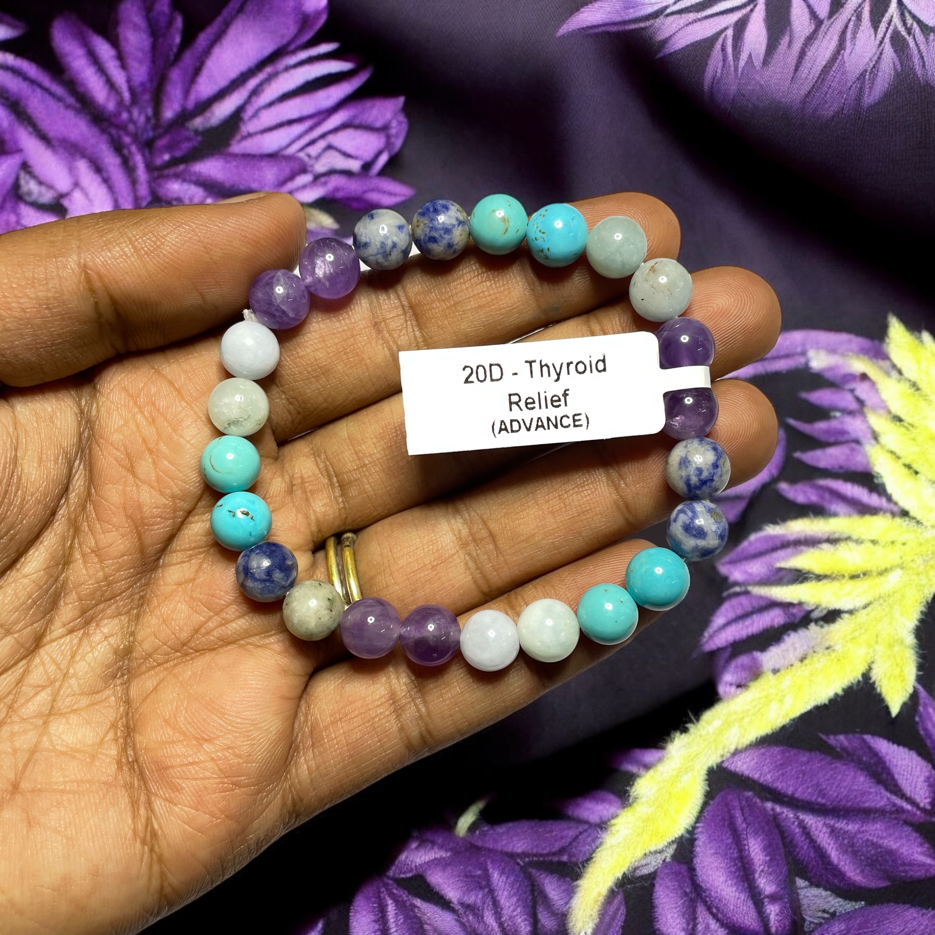 Thyroid (Advance) Remedies & Intentions Bracelet Natural Made With Original Crystal Stone for Men Women Boy Girl Unisex 8mm Beads Stretchable Brand :- Rocksmins