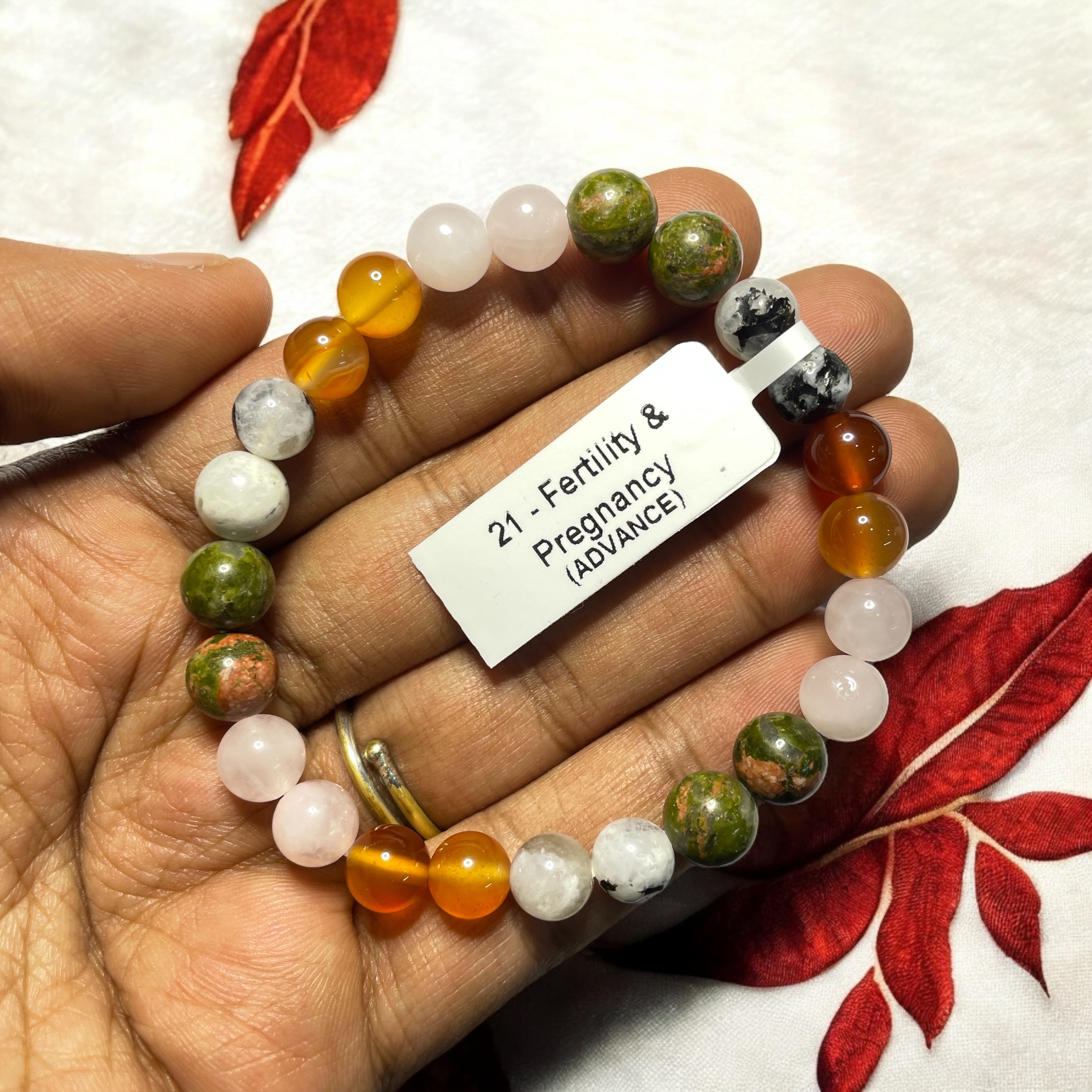 Fertility & Pregnancy (Advance) Remedies & Intentions Bracelet Natural Made With Original Crystal Stone for Men Women Boy Girl Unisex 8mm Beads Stretchable Brand :- Rocksmins