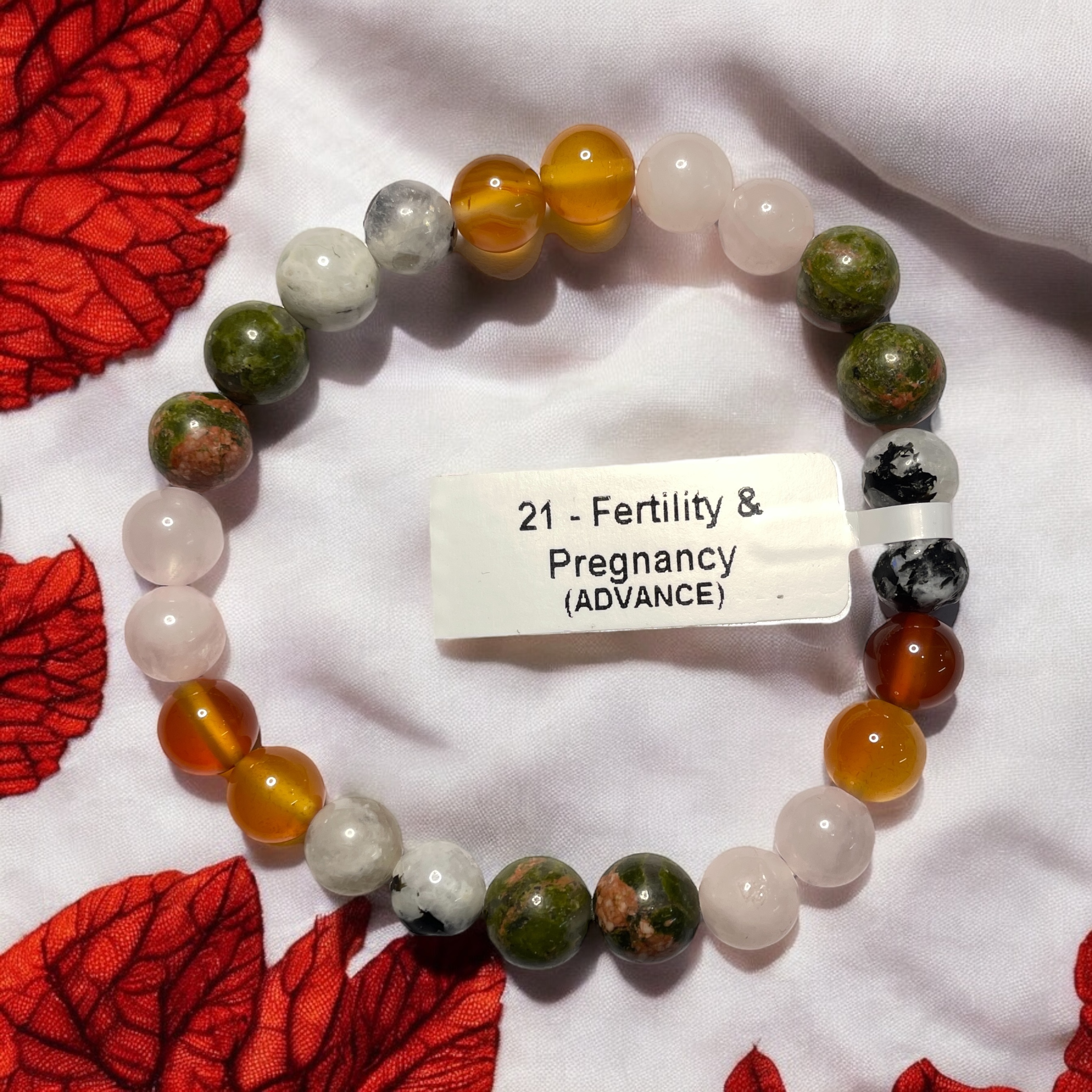 Fertility & Pregnancy (Advance) Remedies & Intentions Bracelet Natural Made With Original Crystal Stone for Men Women Boy Girl Unisex 8mm Beads Stretchable Brand :- Rocksmins