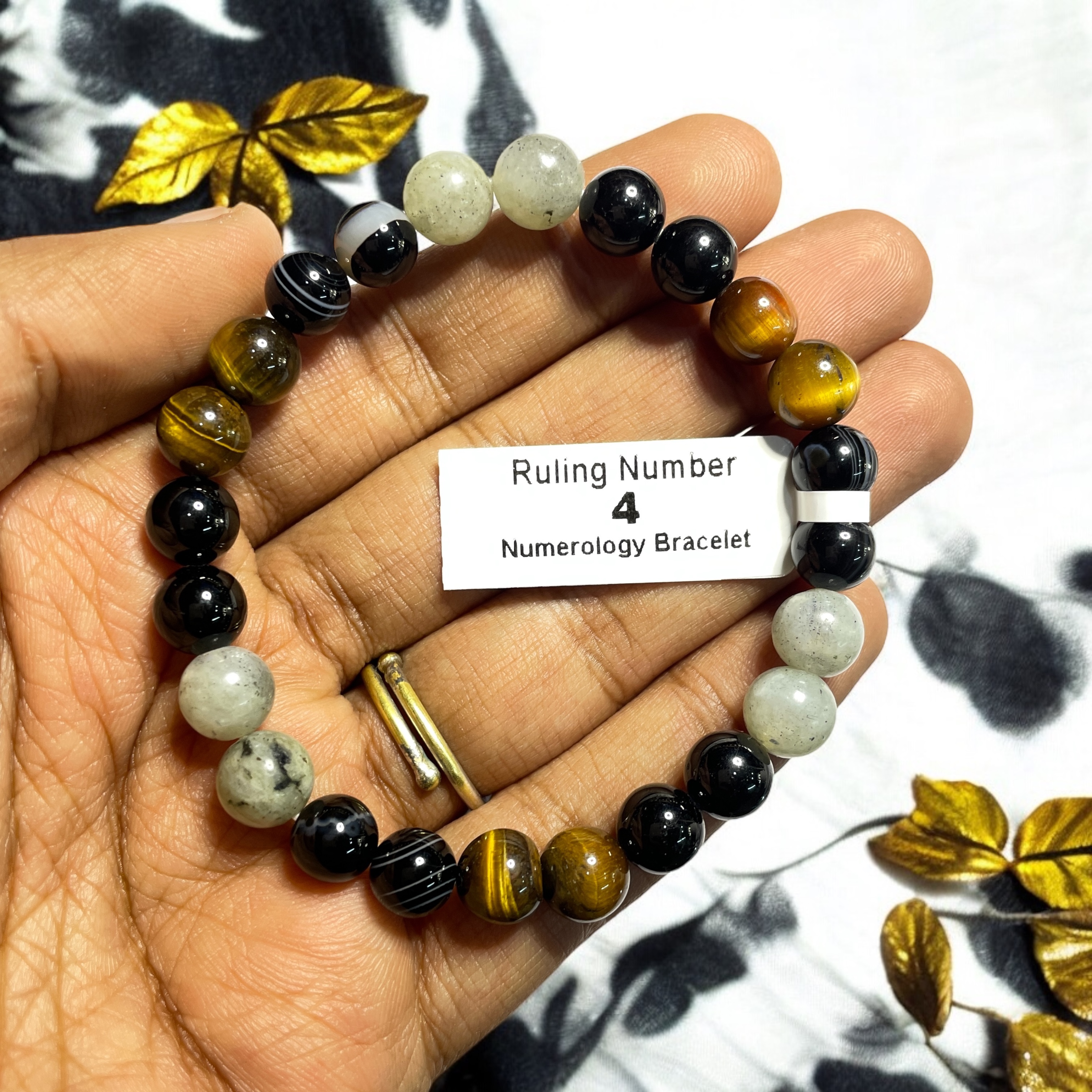 Ruling Number 4 Numerology Bracelet Natural Made With Original Crystal Stone for Men Women Boy Girl Unisex 8mm Beads Stretchable Brand :- Rocksmins