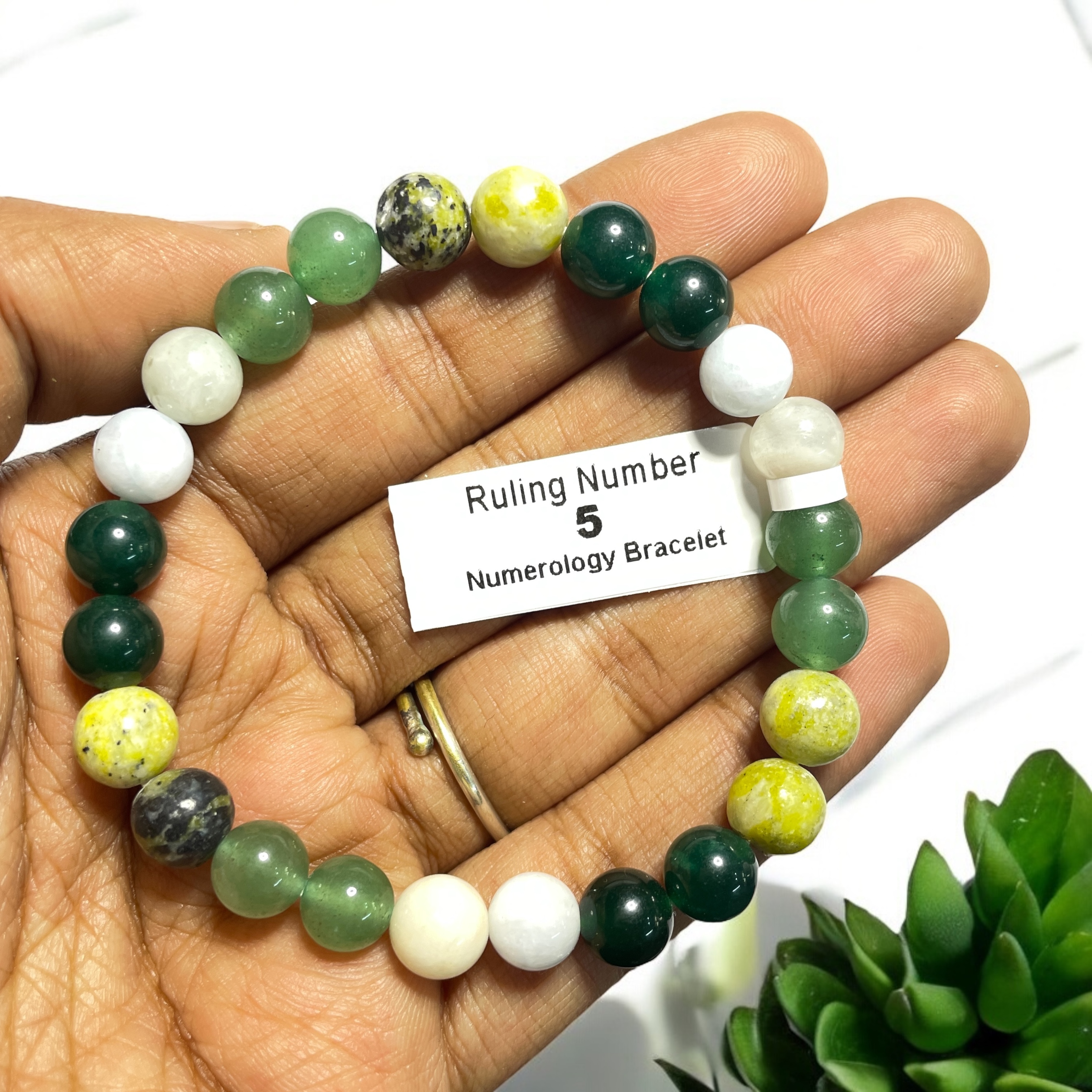 Ruling Number 5 Numerology Bracelet Natural Made With Original Crystal Stone for Men Women Boy Girl Unisex 8mm Beads Stretchable Brand :- Rocksmins