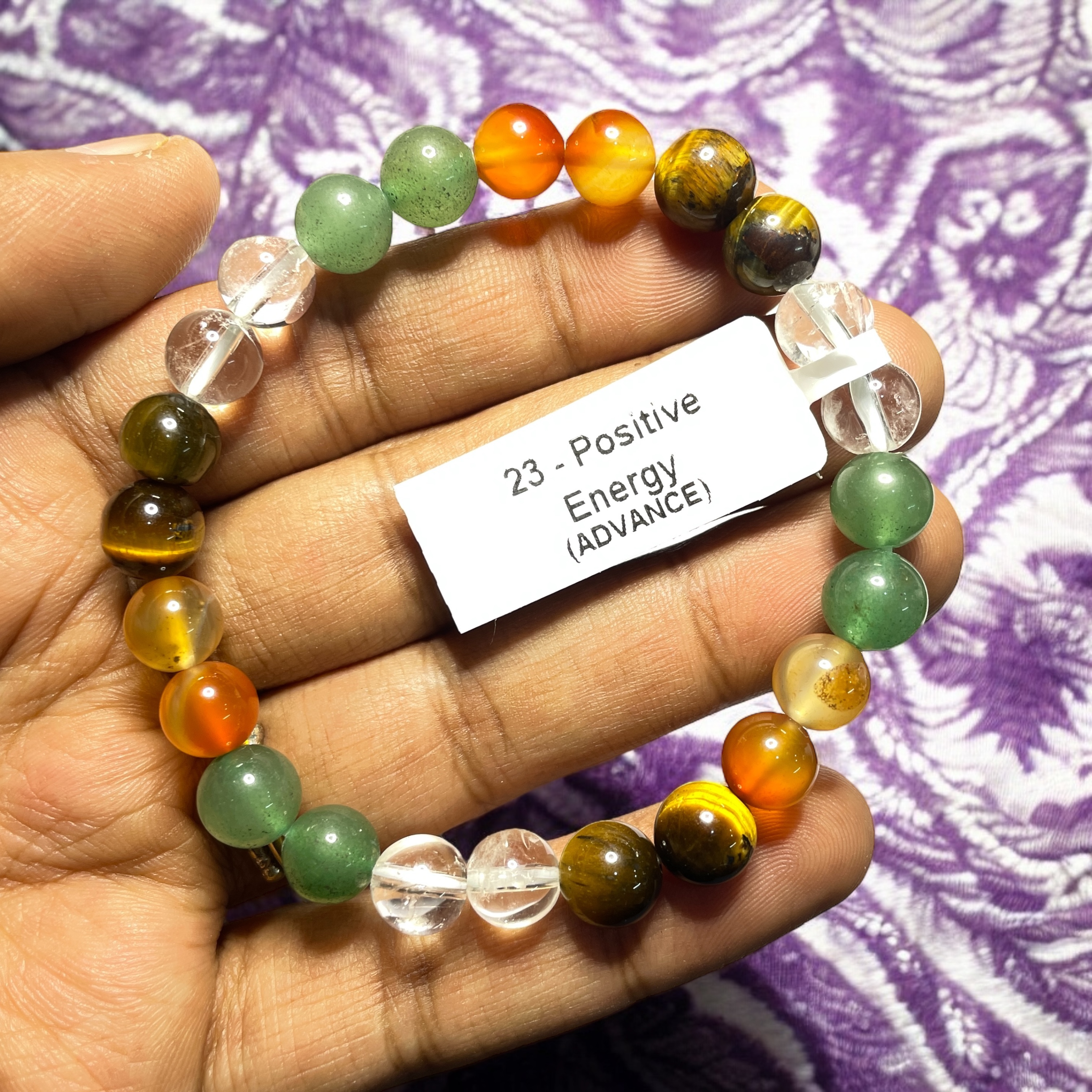 Positive Energy (Advance) Remedies & Intentions Bracelet Natural Made With Original Crystal Stone for Men Women Boy Girl Unisex 8mm Beads Stretchable Brand :- Rocksmins