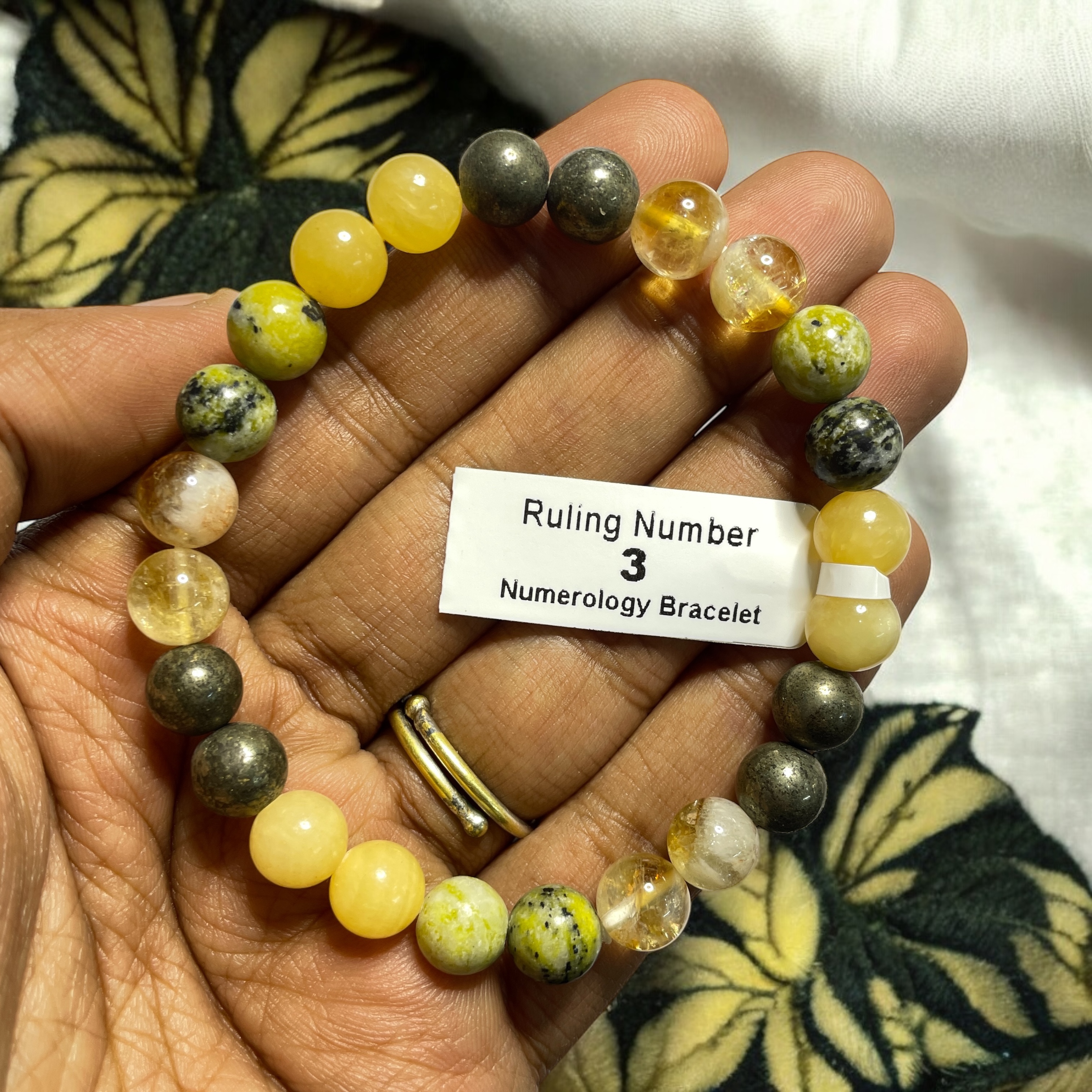 Ruling Number 3 Numerology Bracelet Natural Made With Original Crystal Stone for Men Women Boy Girl Unisex 8mm Beads Stretchable Brand :- Rocksmins