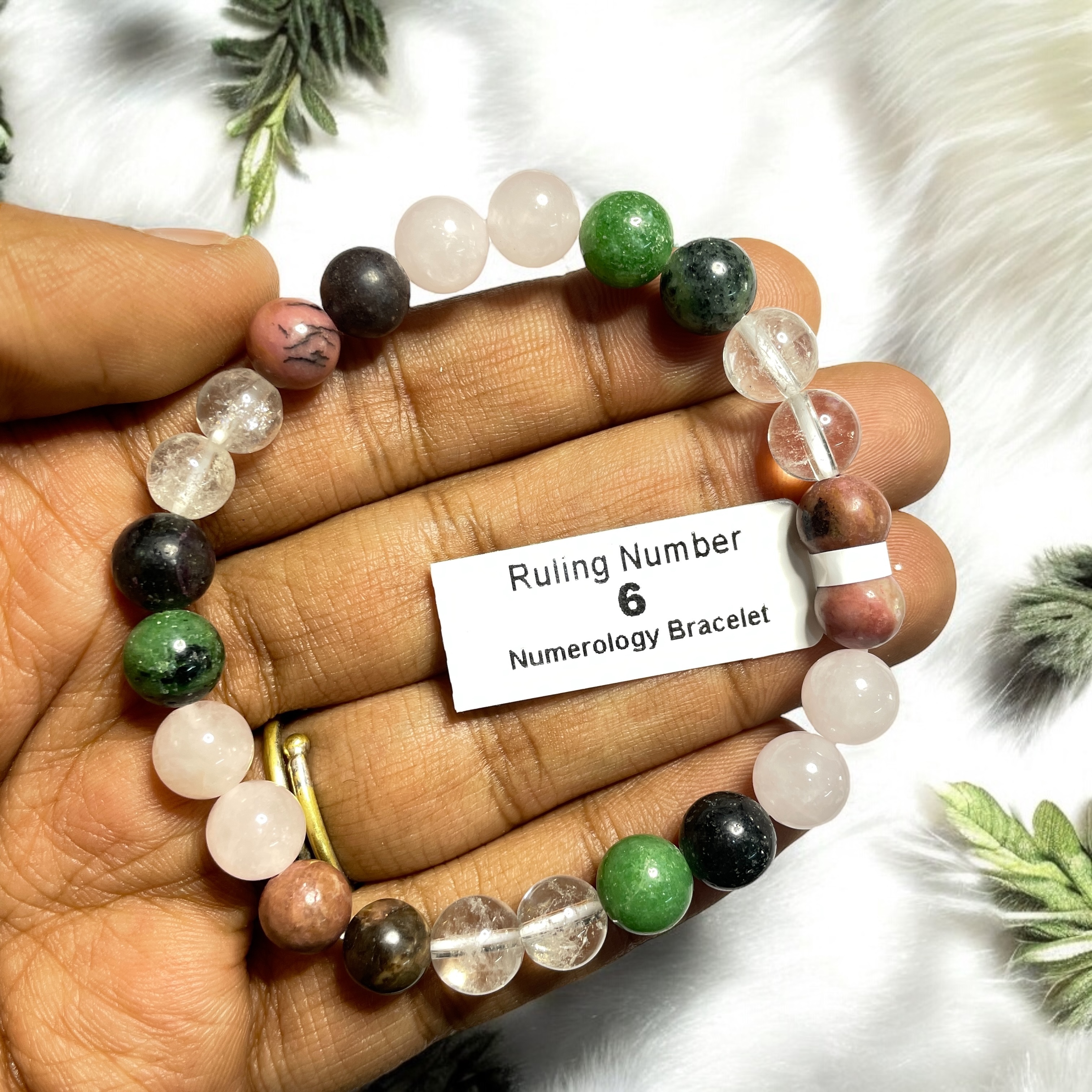 Ruling Number 6 Numerology Bracelet Natural Made With Original Crystal Stone for Men Women Boy Girl Unisex 8mm Beads Stretchable Brand :- Rocksmins