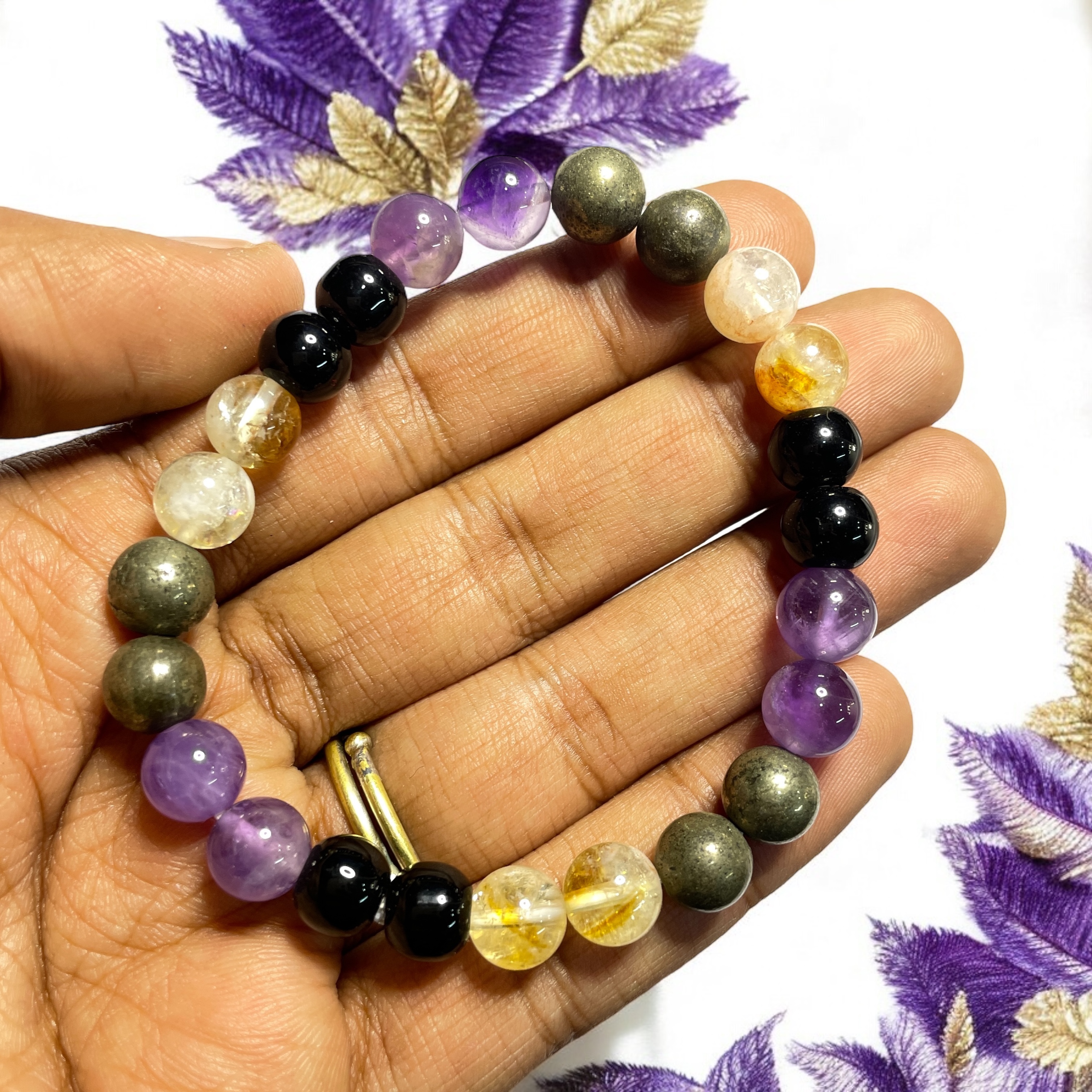 Ruling Number 8 Numerology Bracelet Natural Made With Original Crystal Stone for Men Women Boy Girl Unisex 8mm Beads Stretchable Brand :- Rocksmins