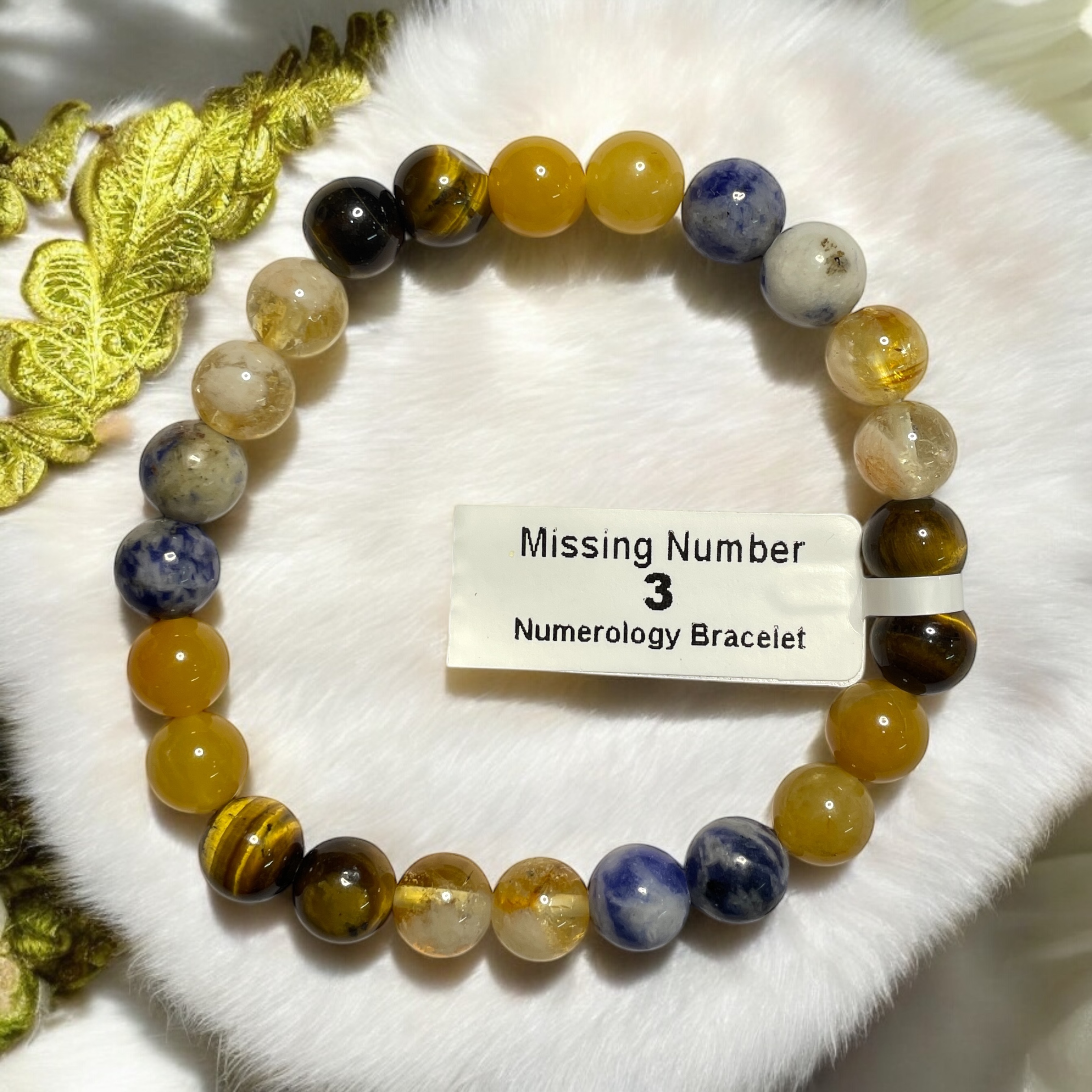 Missing Number 3 Numerology Bracelet Natural Made With Original Crystal Stone for Men Women Boy Girl Unisex 8mm Beads Stretchable Brand :- Rocksmins
