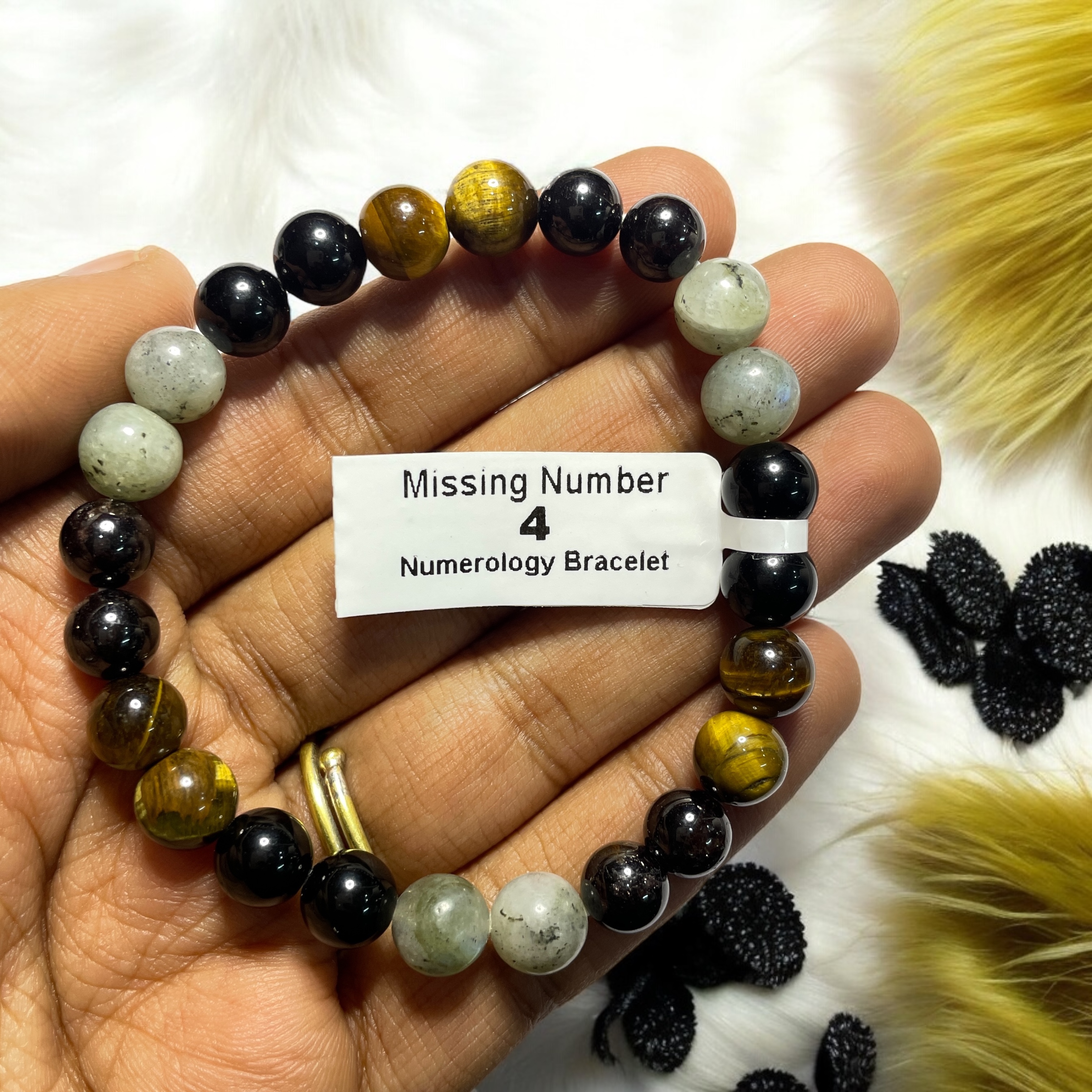 Missing Number 4 Numerology Bracelet Natural Made With Original Crystal Stone for Men Women Boy Girl Unisex 8mm Beads Stretchable Brand :- Rocksmins