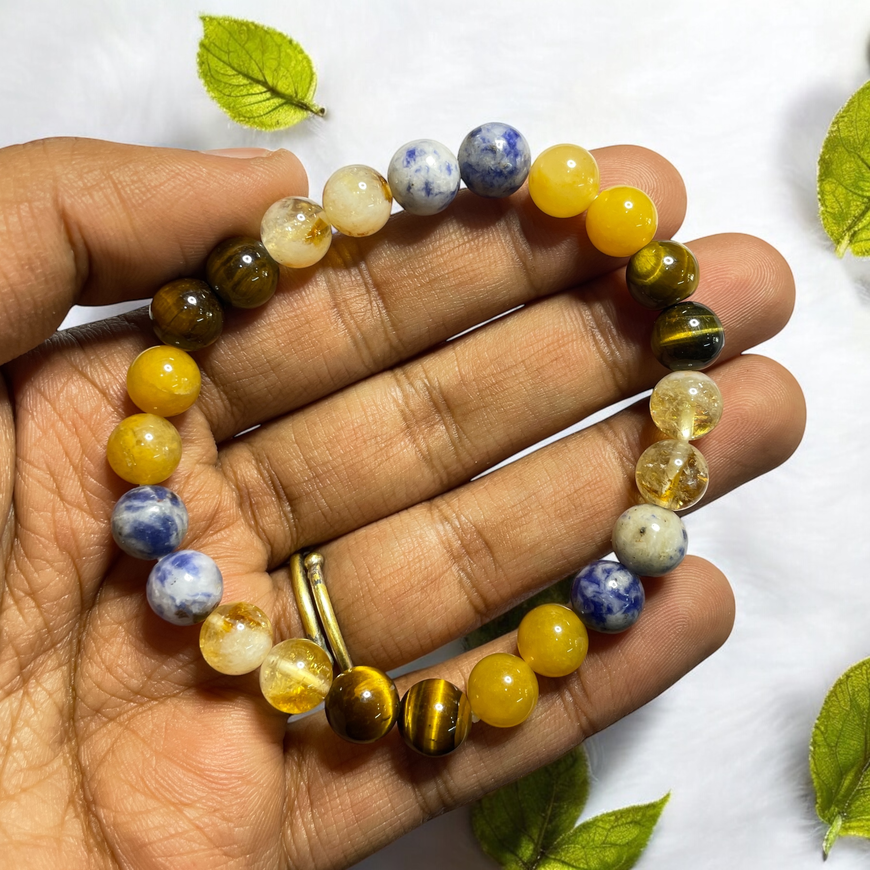 Missing Number 3 Numerology Bracelet Natural Made With Original Crystal Stone for Men Women Boy Girl Unisex 8mm Beads Stretchable Brand :- Rocksmins