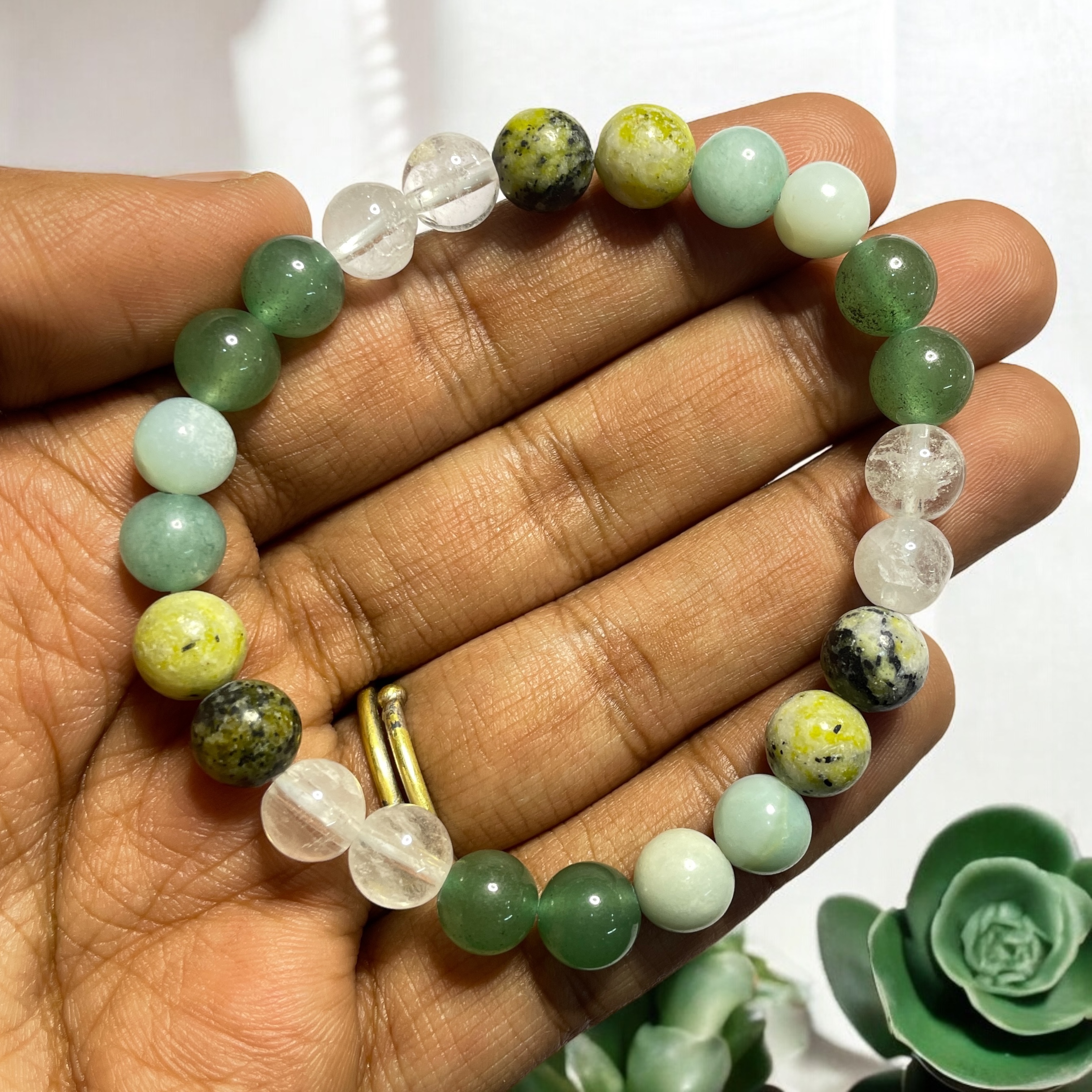 Missing Number 5 Numerology Bracelet Natural Made With Original Crystal Stone for Men Women Boy Girl Unisex 8mm Beads Stretchable Brand :- Rocksmins