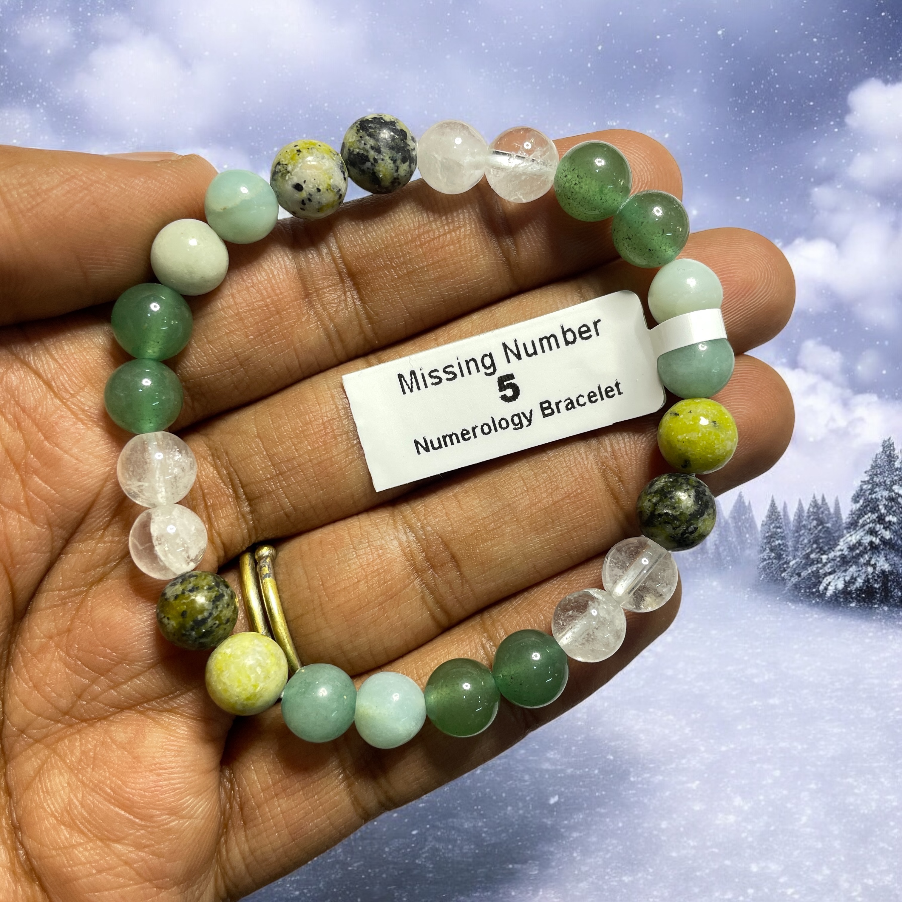 Missing Number 5 Numerology Bracelet Natural Made With Original Crystal Stone for Men Women Boy Girl Unisex 8mm Beads Stretchable Brand :- Rocksmins