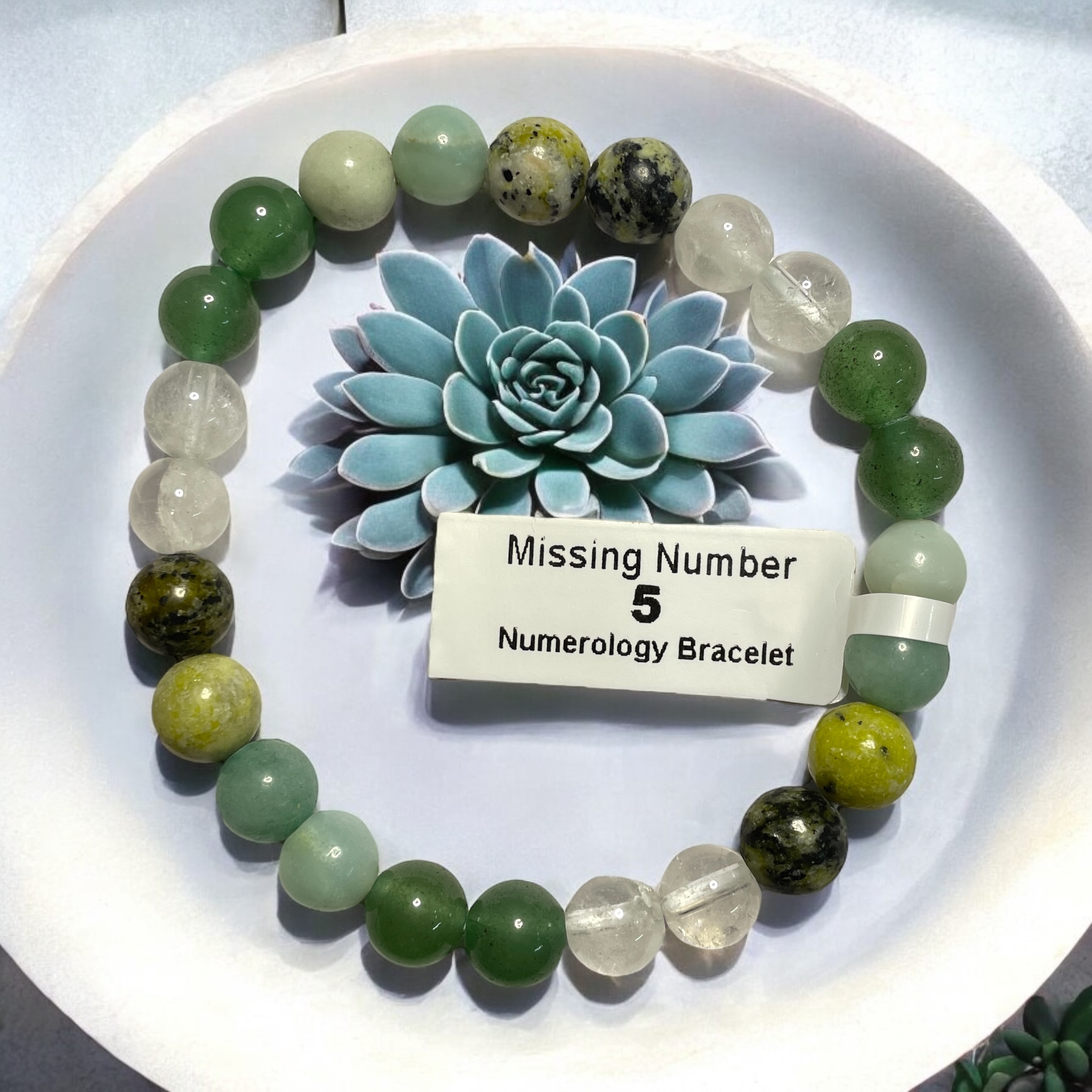 Missing Number 5 Numerology Bracelet Natural Made With Original Crystal Stone for Men Women Boy Girl Unisex 8mm Beads Stretchable Brand :- Rocksmins
