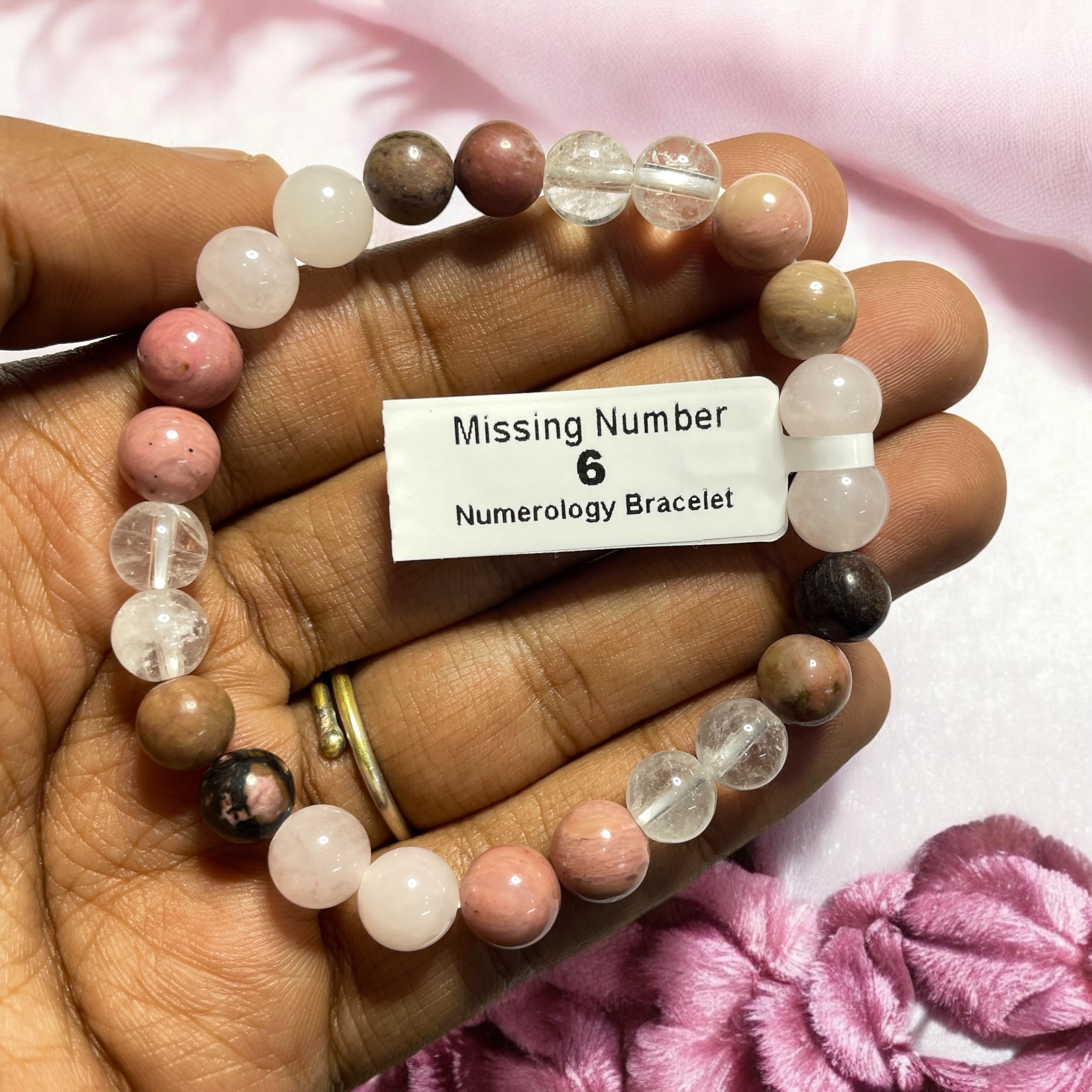 Missing Number 6 Numerology Bracelet Natural Made With Original Crystal Stone for Men Women Boy Girl Unisex 8mm Beads Stretchable Brand :- Rocksmins