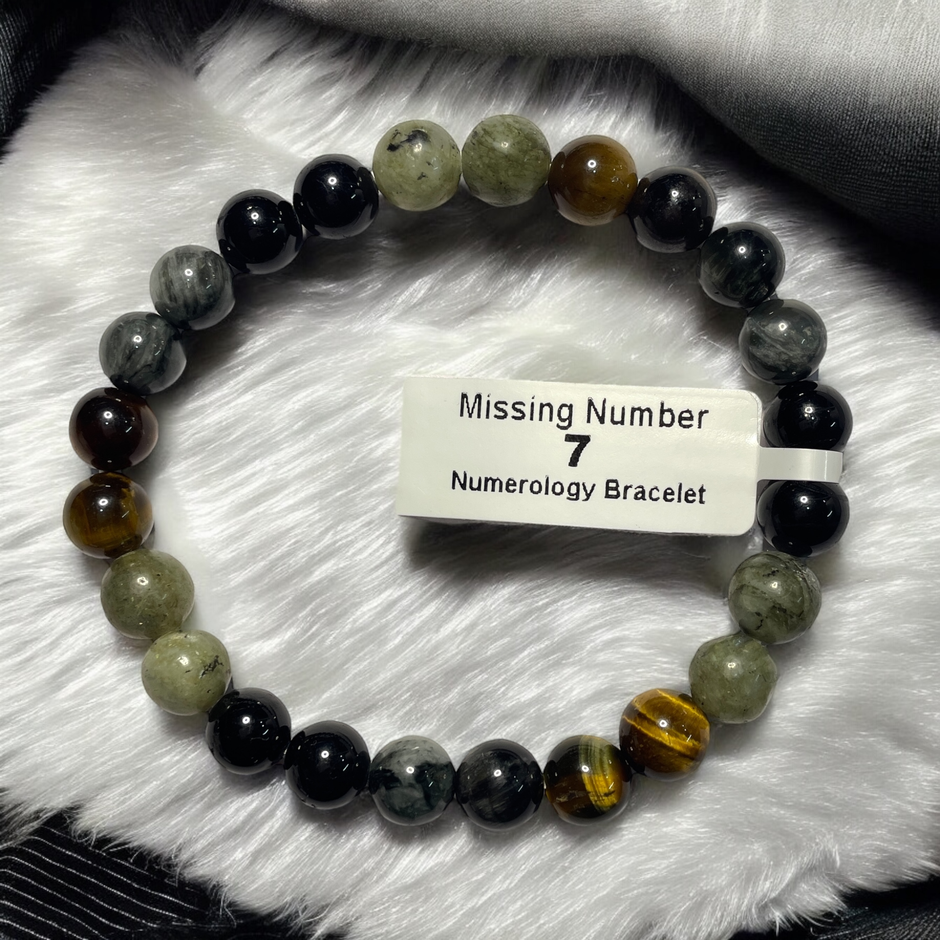 Missing Number 7 Numerology Bracelet Natural Made With Original Crystal Stone for Men Women Boy Girl Unisex 8mm Beads Stretchable Brand :- Rocksmins