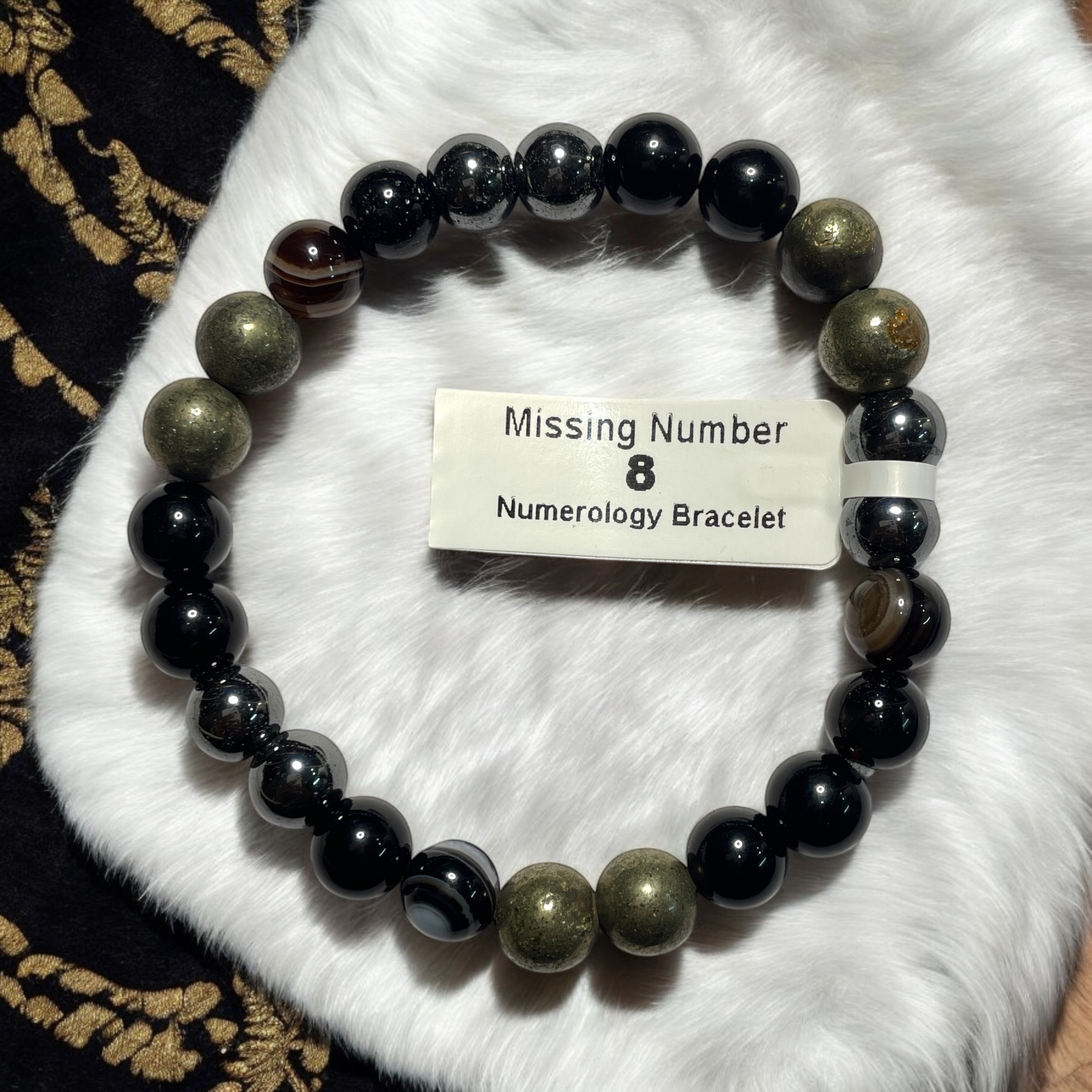 Missing Number 8 Numerology Bracelet Natural Made With Original Crystal Stone for Men Women Boy Girl Unisex 8mm Beads Stretchable Brand :- Rocksmins
