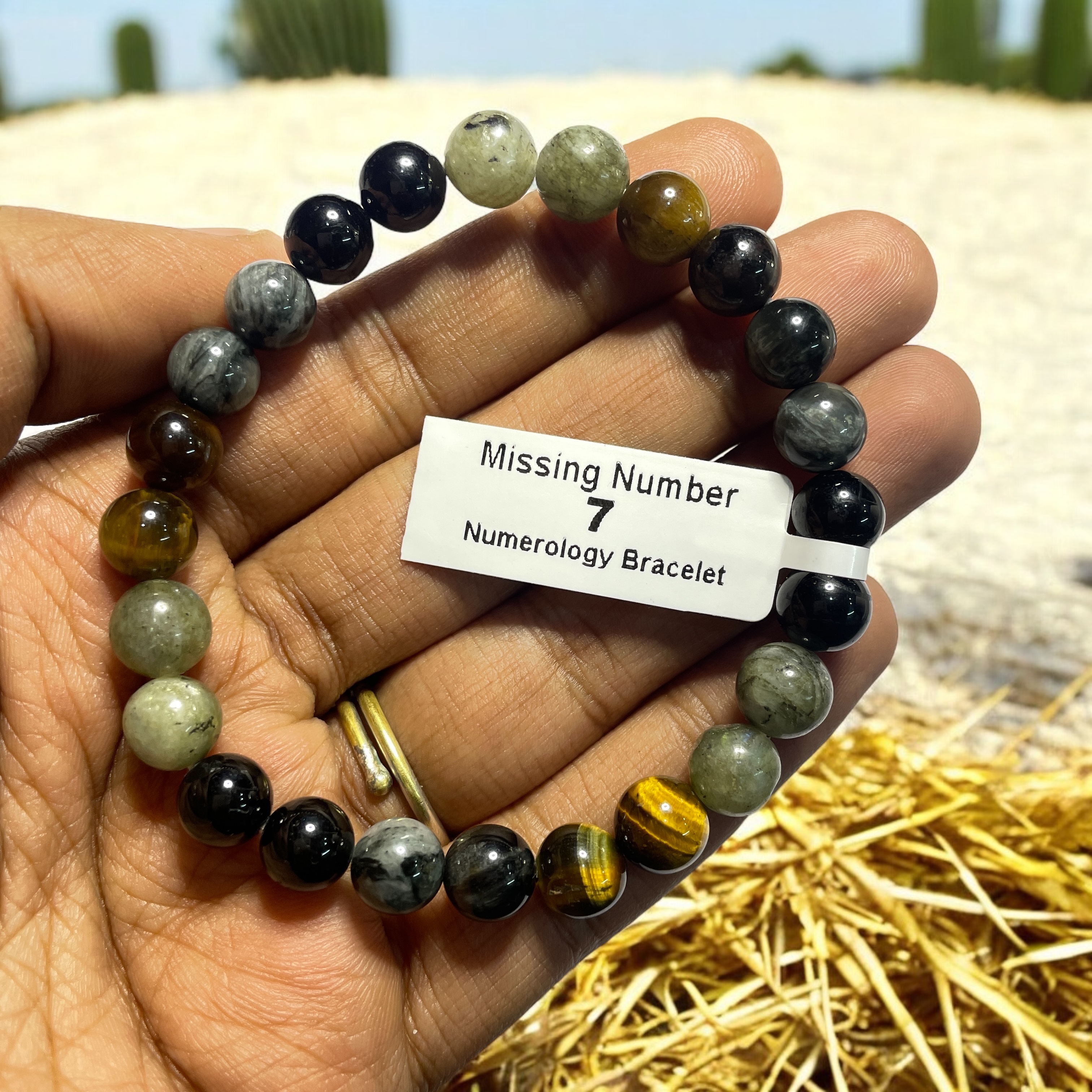 Missing Number 7 Numerology Bracelet Natural Made With Original Crystal Stone for Men Women Boy Girl Unisex 8mm Beads Stretchable Brand :- Rocksmins