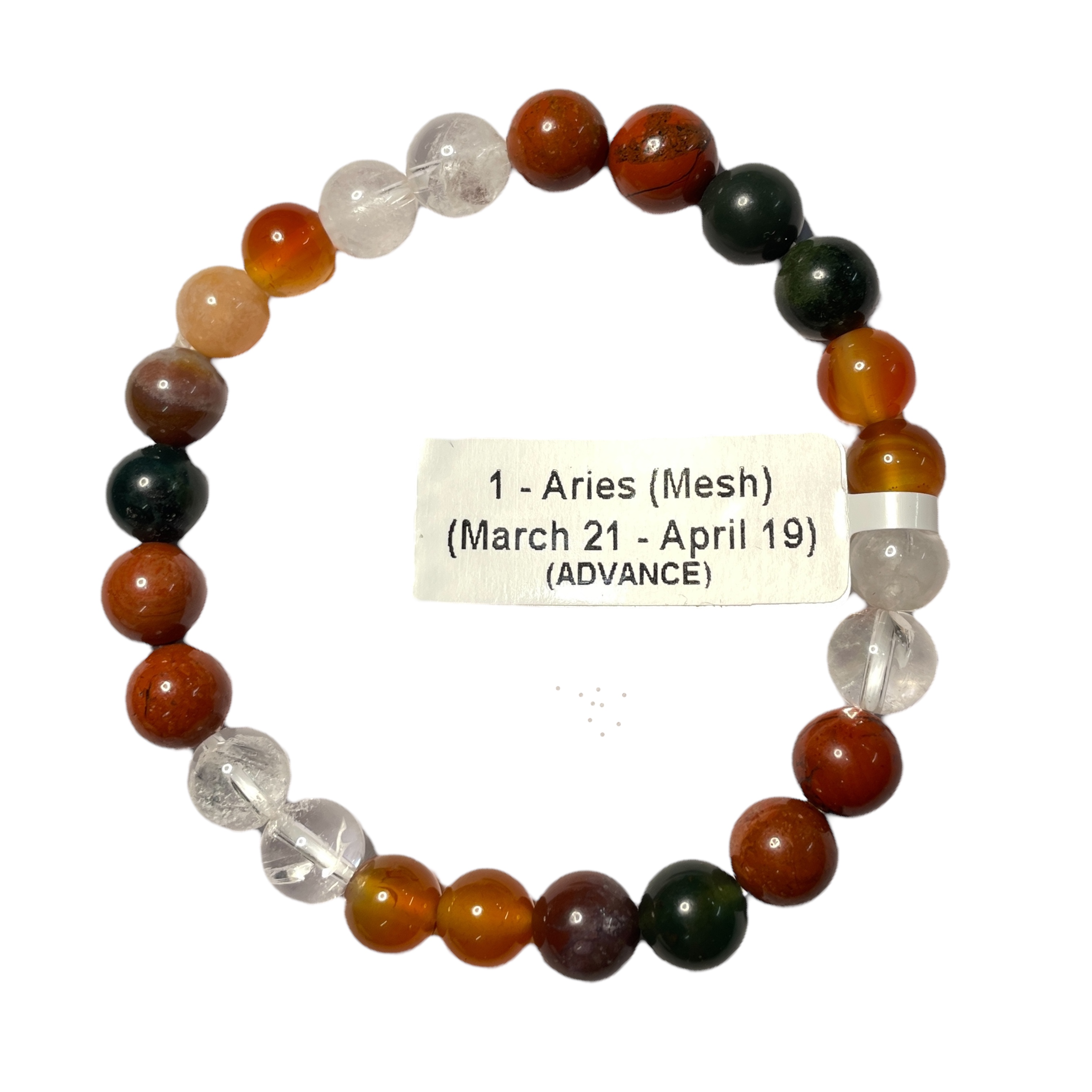 01 Rocksmins Bracelet for Aries (Mesh)(Advance) Zodiac Sign Natural Original Crystal Real Stone for Men Women Boy Girl Unisex 8mm Beads Stretchable