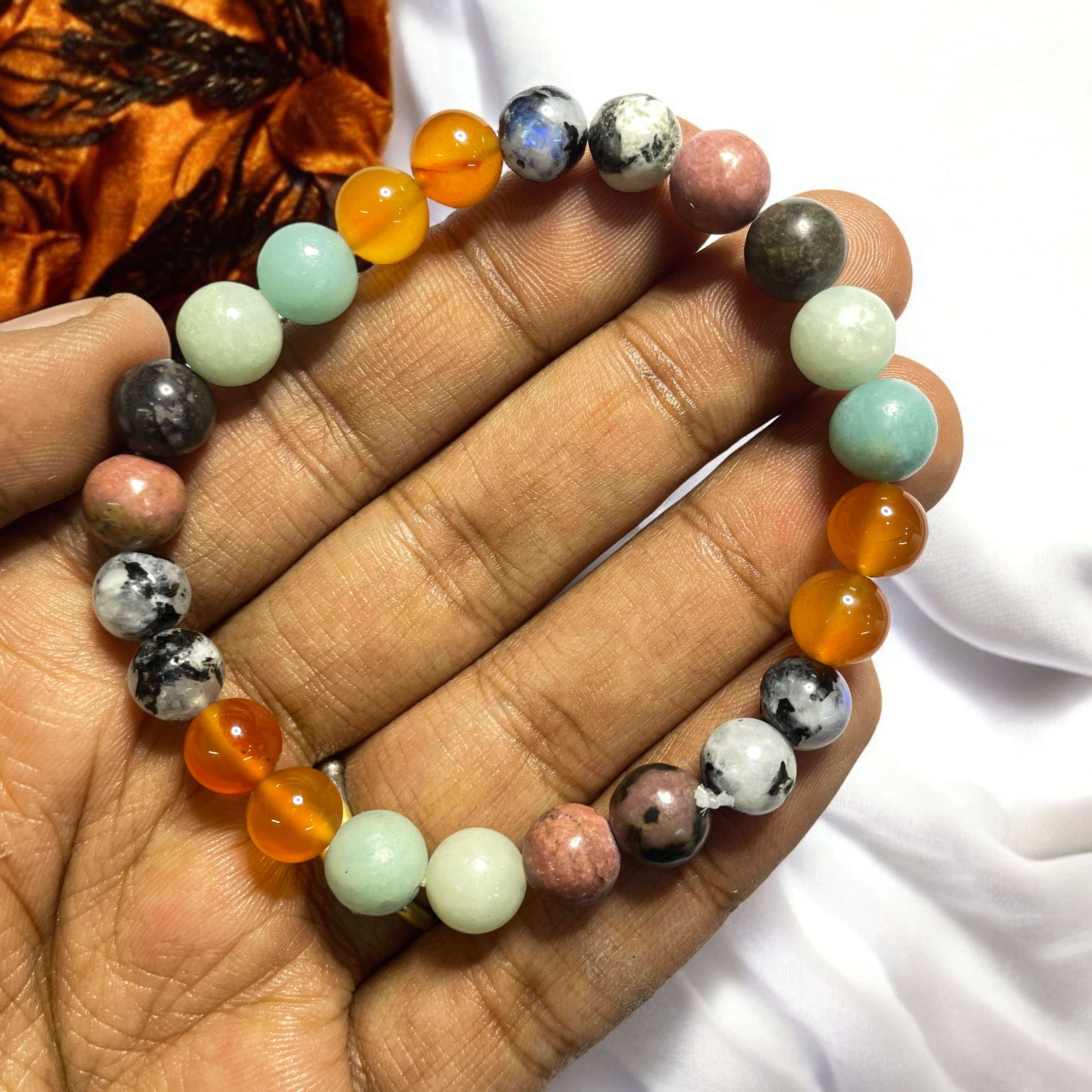 04 Rocksmins Bracelet for Cancer (Kark) (Advance) Zodiac Sign Natural Original Crystal Real Stone for Men Women Boy Girl Unisex 8mm Beads Stretchable