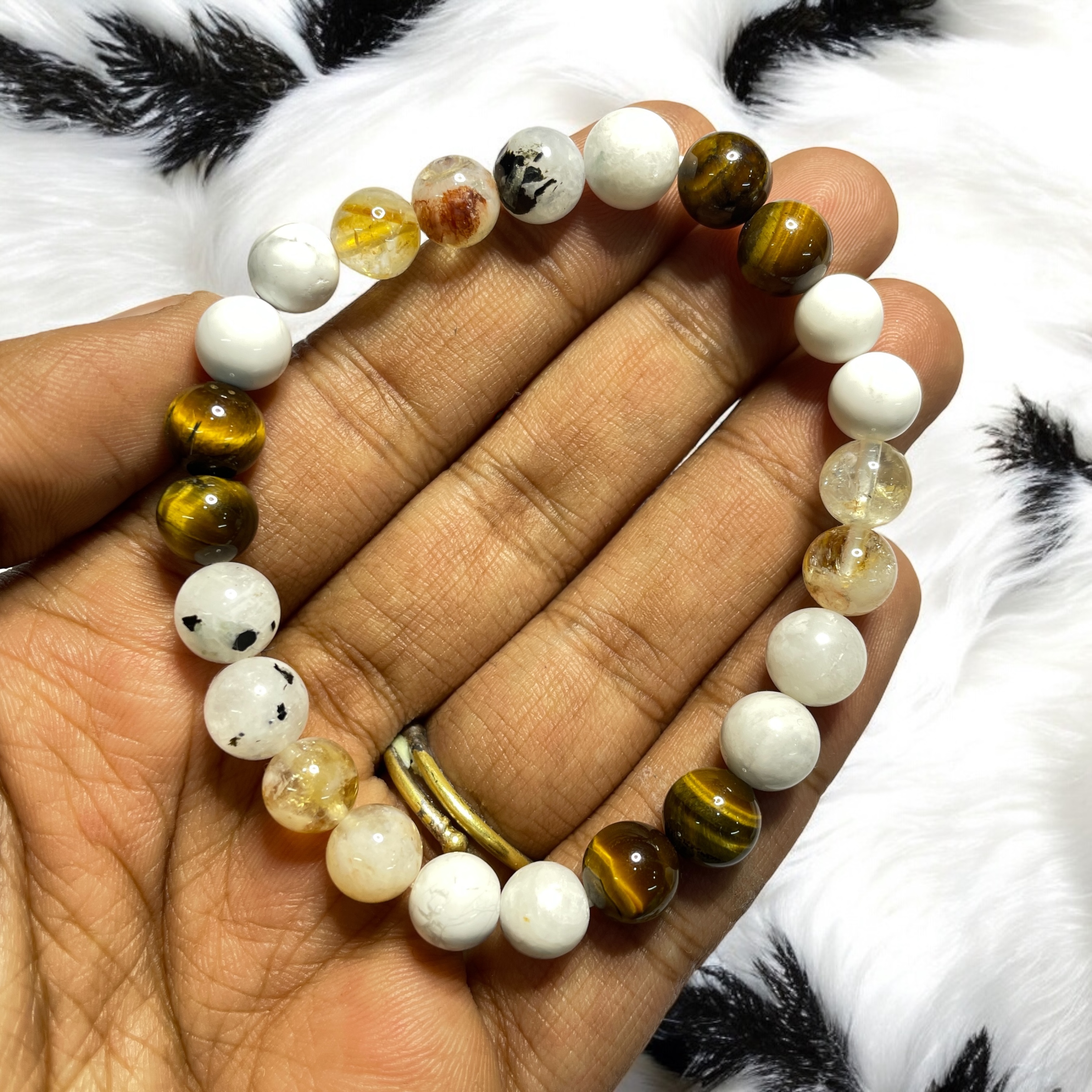 03 Rocksmins Bracelet for Gemini (Mithun)(Advance) Zodiac Sign Natural Original Crystal Real Stone for Men Women Boy Girl Unisex 8mm Beads Stretchable