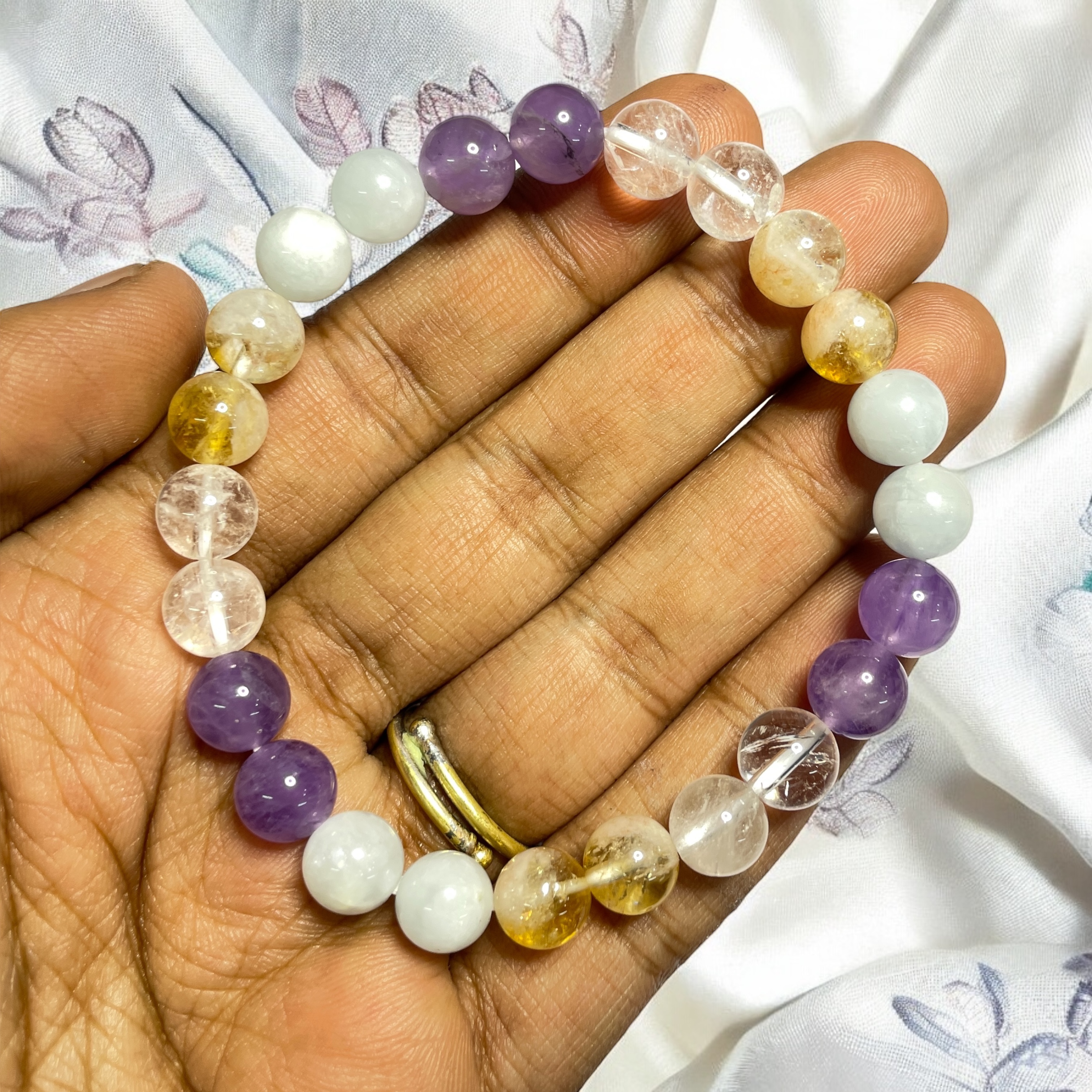 07 Rocksmins Bracelet for Libra (Tula) (Advance) Zodiac Sign Natural Original Crystal Real Stone for Men Women Boy Girl Unisex 8mm Beads Stretchable