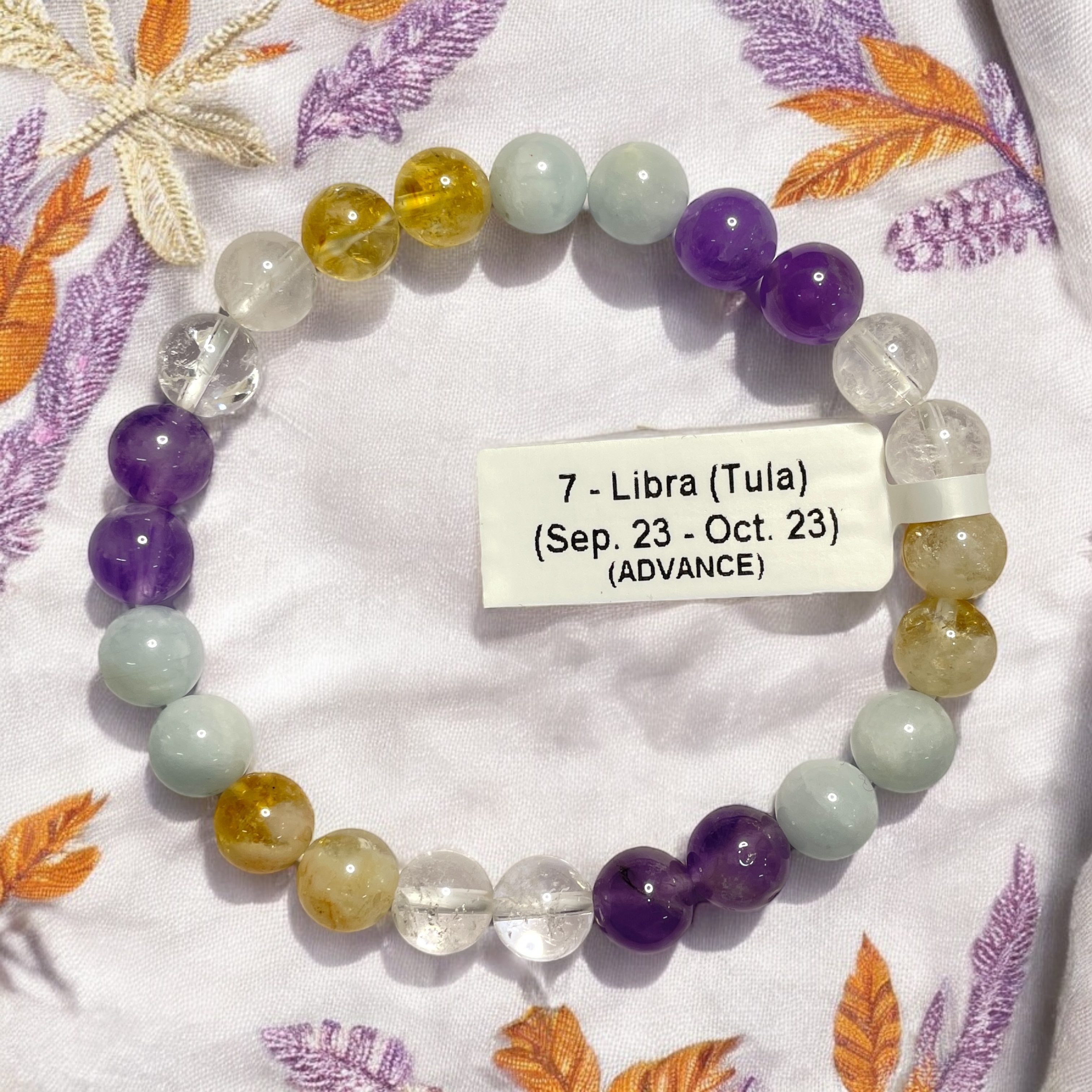 07 Rocksmins Bracelet for Libra (Tula) (Advance) Zodiac Sign Natural Original Crystal Real Stone for Men Women Boy Girl Unisex 8mm Beads Stretchable