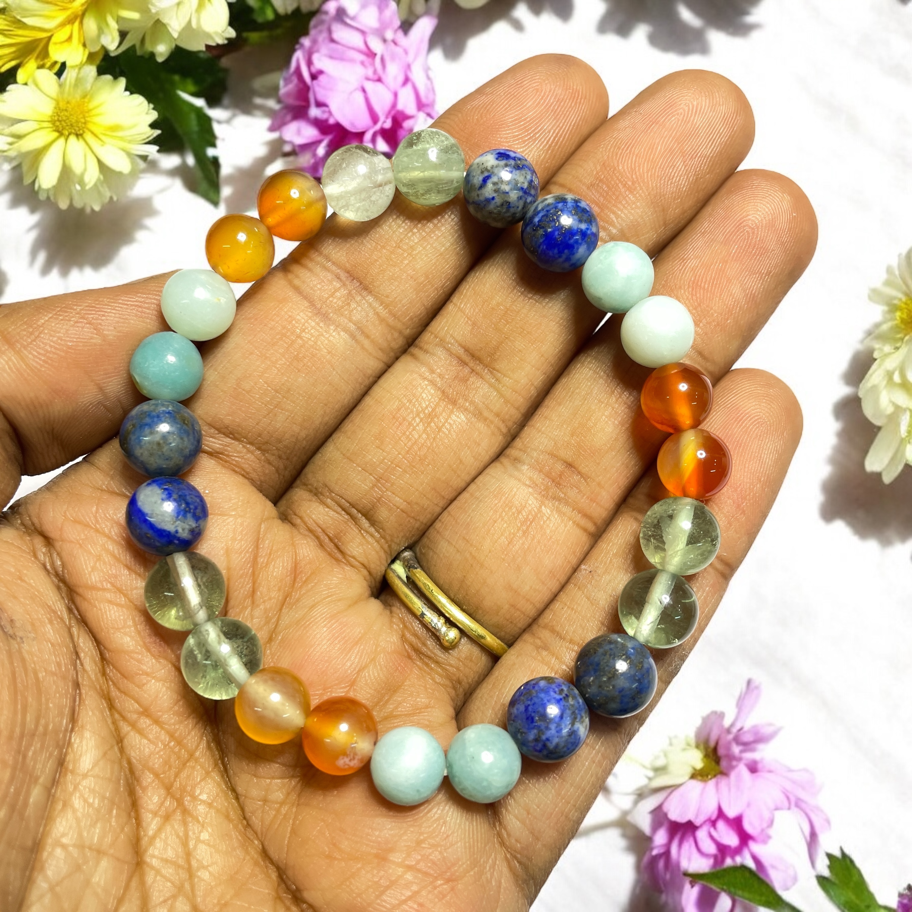 06 Rocksmins Bracelet for Virgo (Kanya) (Advance) Zodiac Sign Natural Original Crystal Real Stone for Men Women Boy Girl Unisex 8mm Beads Stretchable