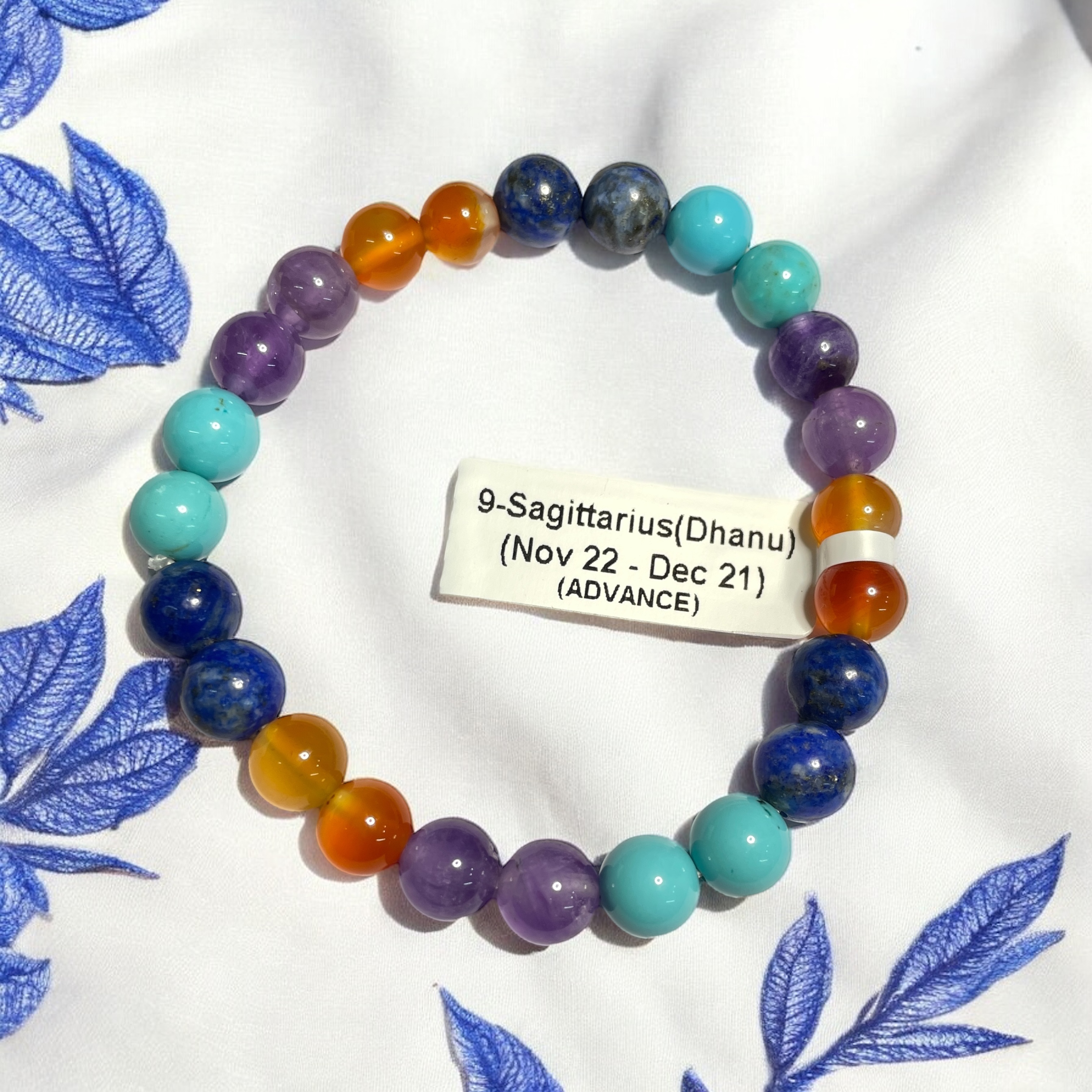 09 Rocksmins Bracelet for Sagittarius (Dhanu) (Advance) Zodiac Sign Natural Original Crystal Real Stone for Men Women Boy Girl Unisex 8mm Beads Stretchable