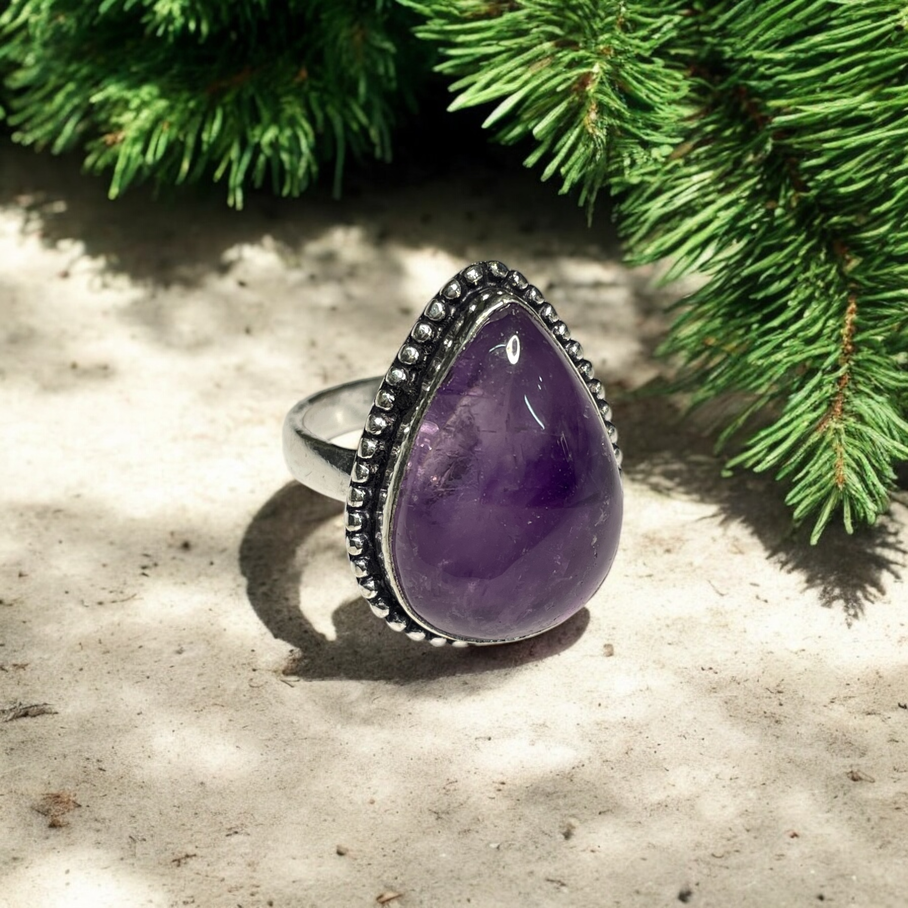 Amethyst Crystal Ring Natural Made With Original Crystal Stone for Men Women Boy Girl Unisex Brand :- Rocksmins