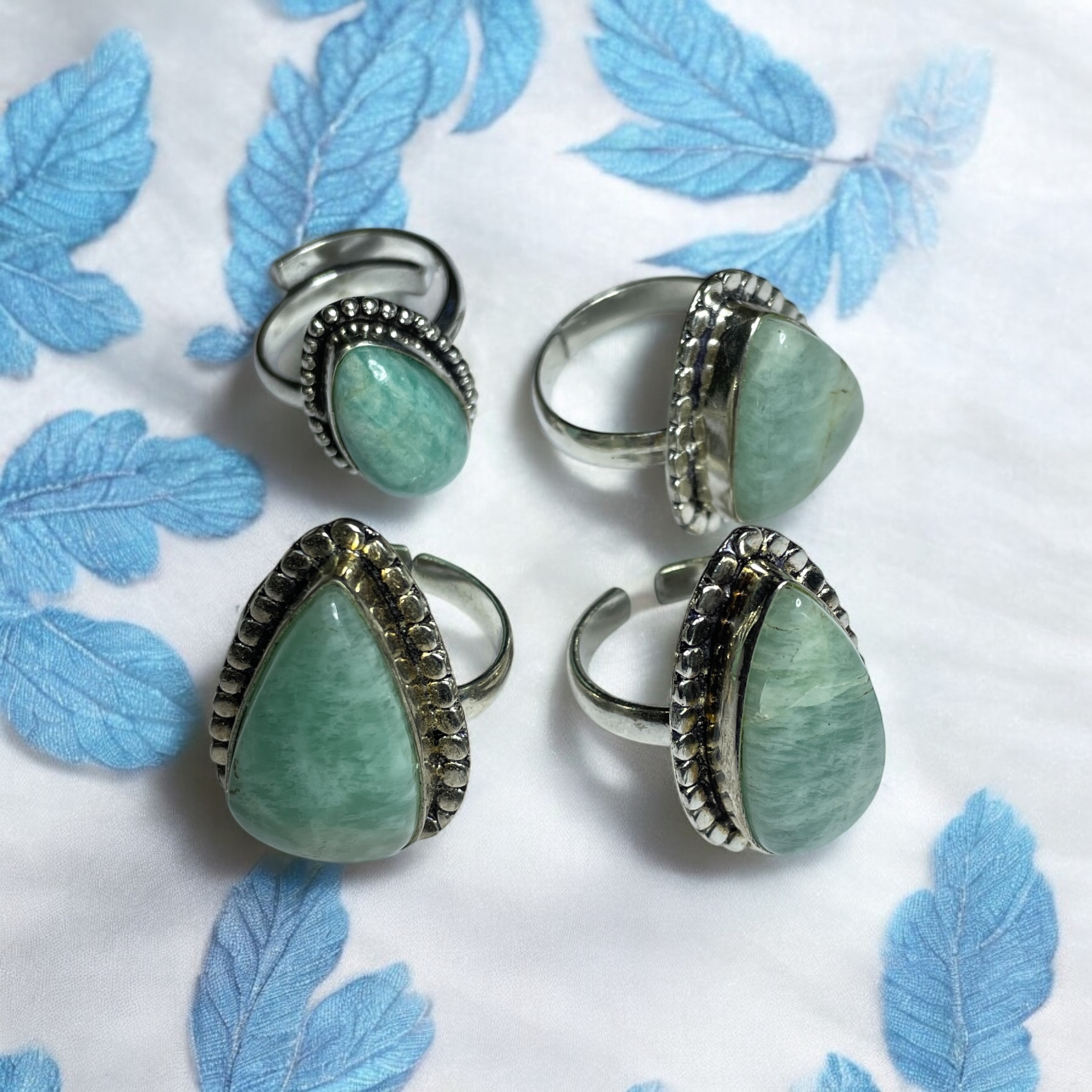 Amazonite Crystal Ring Natural Made With Original Crystal Stone for Men Women Boy Girl Unisex Brand :- Rocksmins