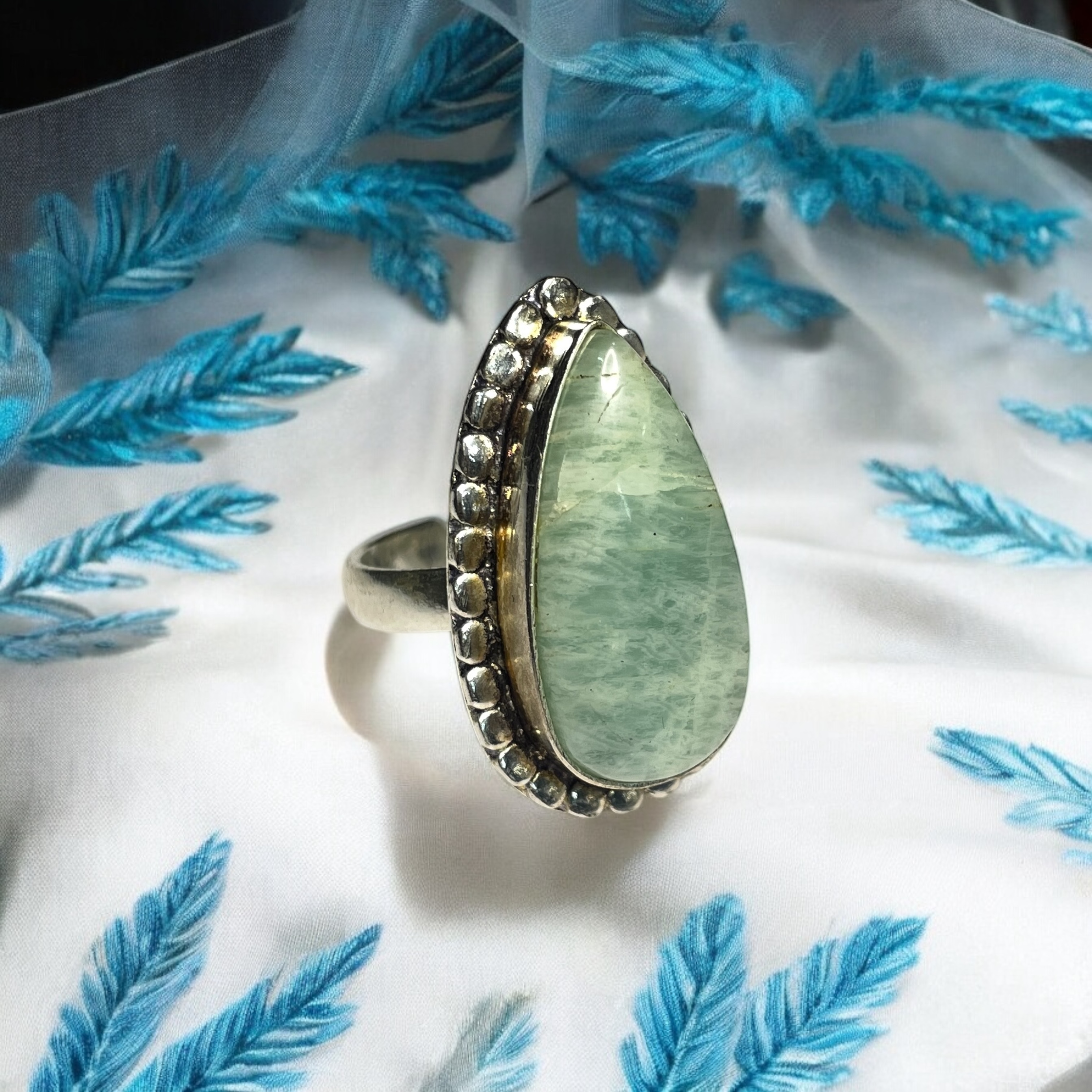 Amazonite Crystal Ring Natural Made With Original Crystal Stone for Men Women Boy Girl Unisex Brand :- Rocksmins