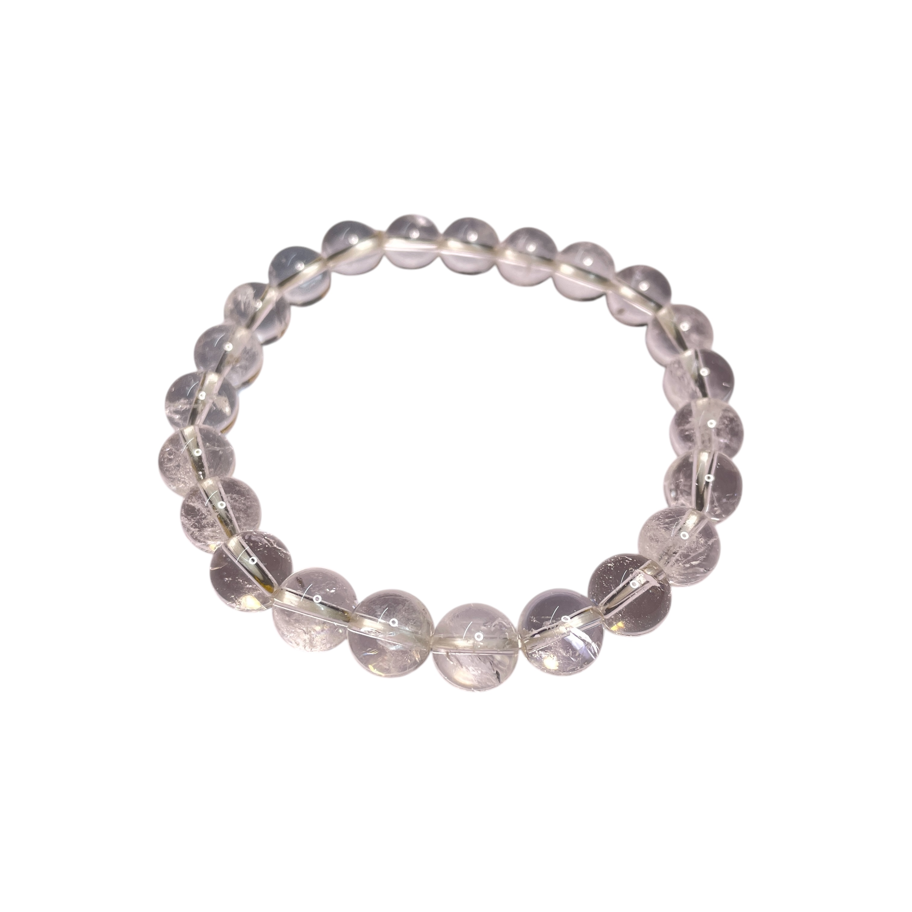 Quartz Clear/Sphatik Bracelet Natural Original Crystal Certified Real Stone Stylish for Men Women Boy Girl Unisex 8mm Beads Stretchable Brand : Rocksmins