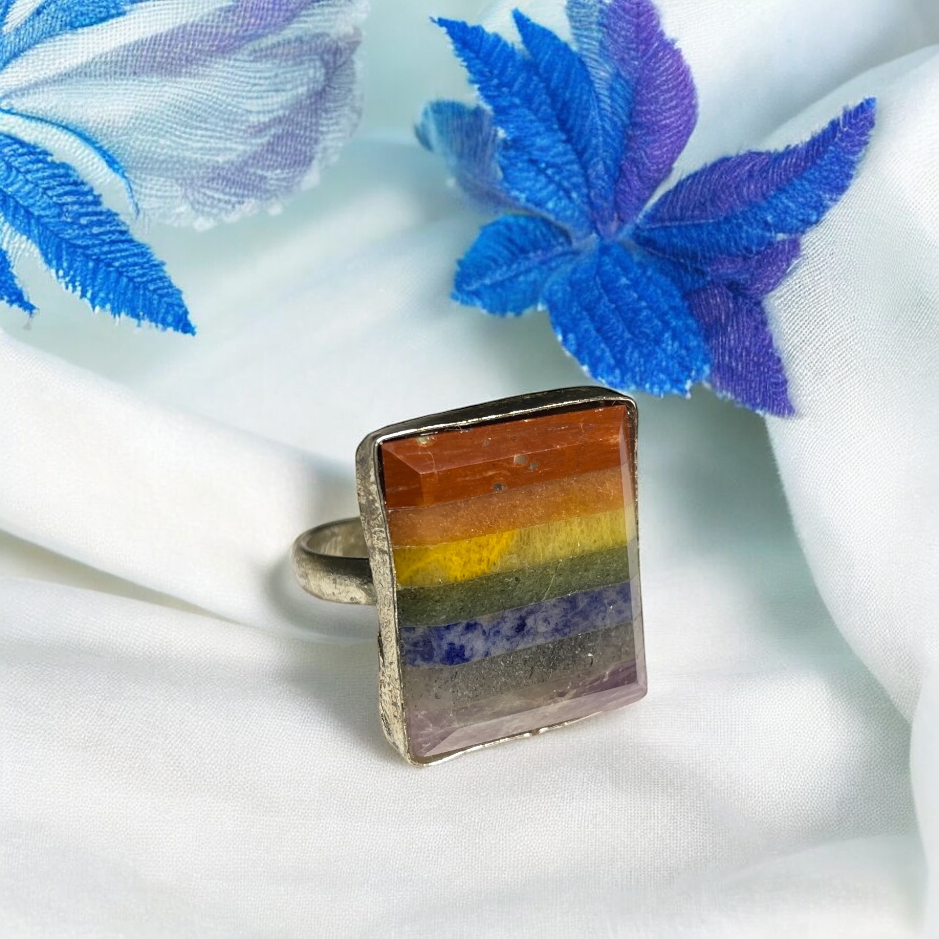 7 Chakra Crystal Ring Natural Made With Original Crystal Stone for Men Women Boy Girl Unisex Brand :- Rocksmins