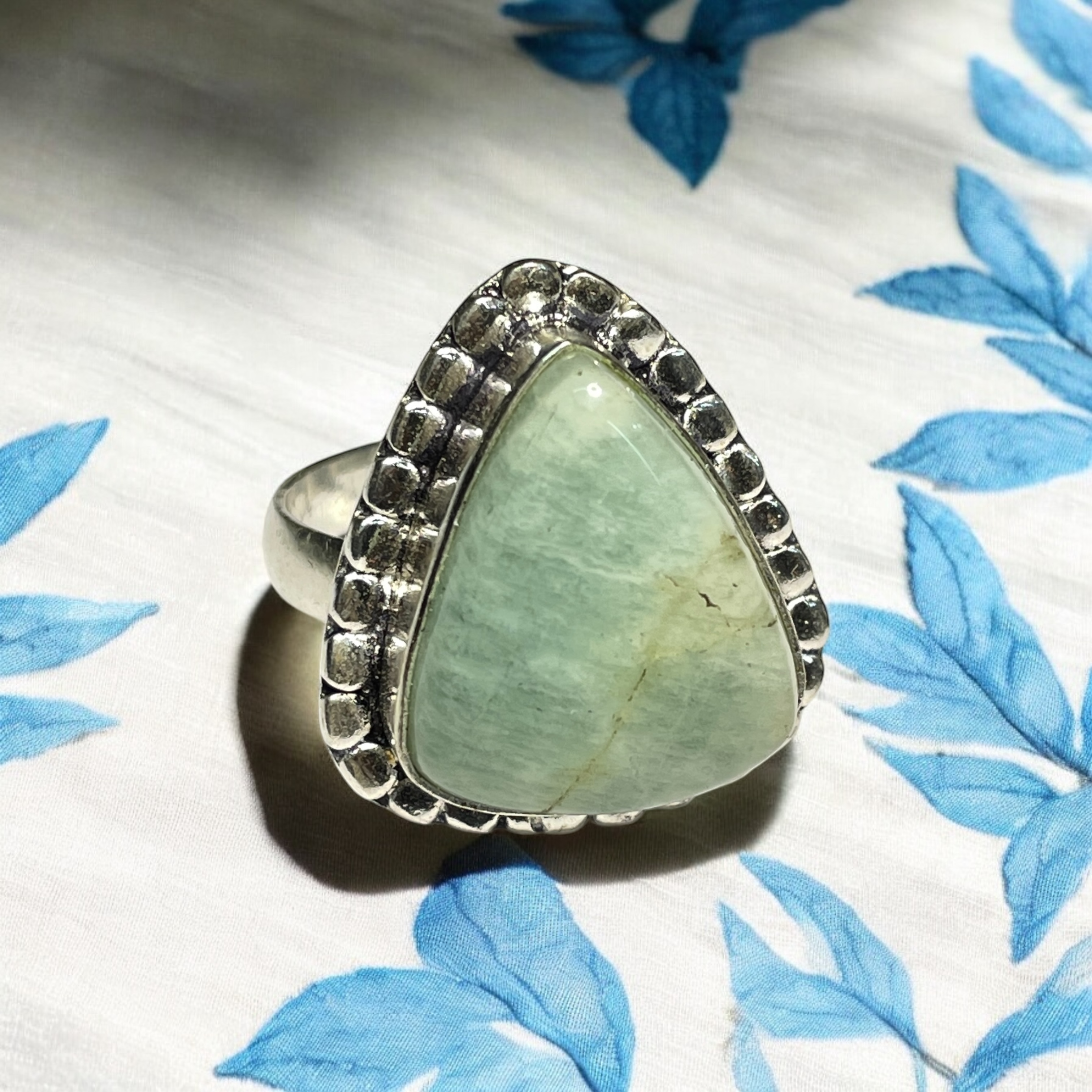 Amazonite Crystal Ring Natural Made With Original Crystal Stone for Men Women Boy Girl Unisex Brand :- Rocksmins