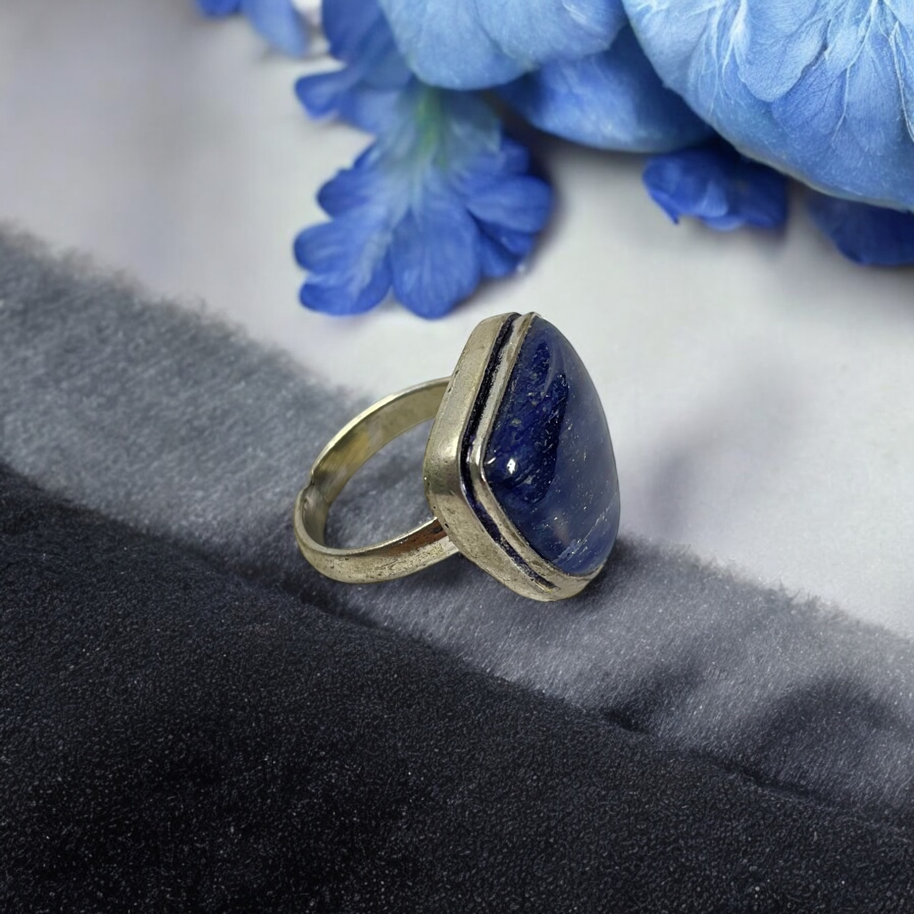 Aventurine Blue Crystal Ring Natural Made With Original Crystal Stone for Men Women Boy Girl Unisex Brand :- Rocksmins