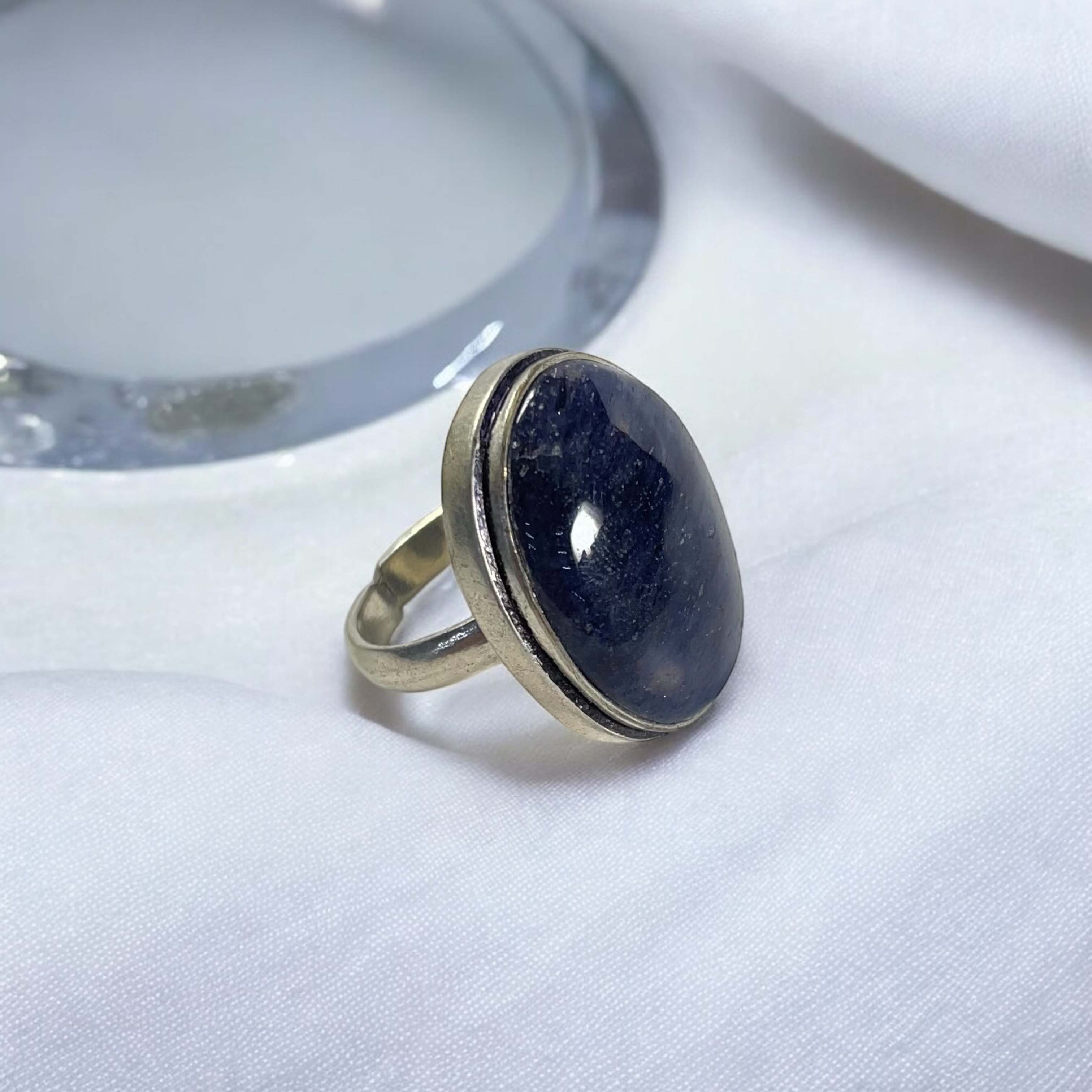 Aventurine Blue Crystal Ring Natural Made With Original Crystal Stone for Men Women Boy Girl Unisex Brand :- Rocksmins