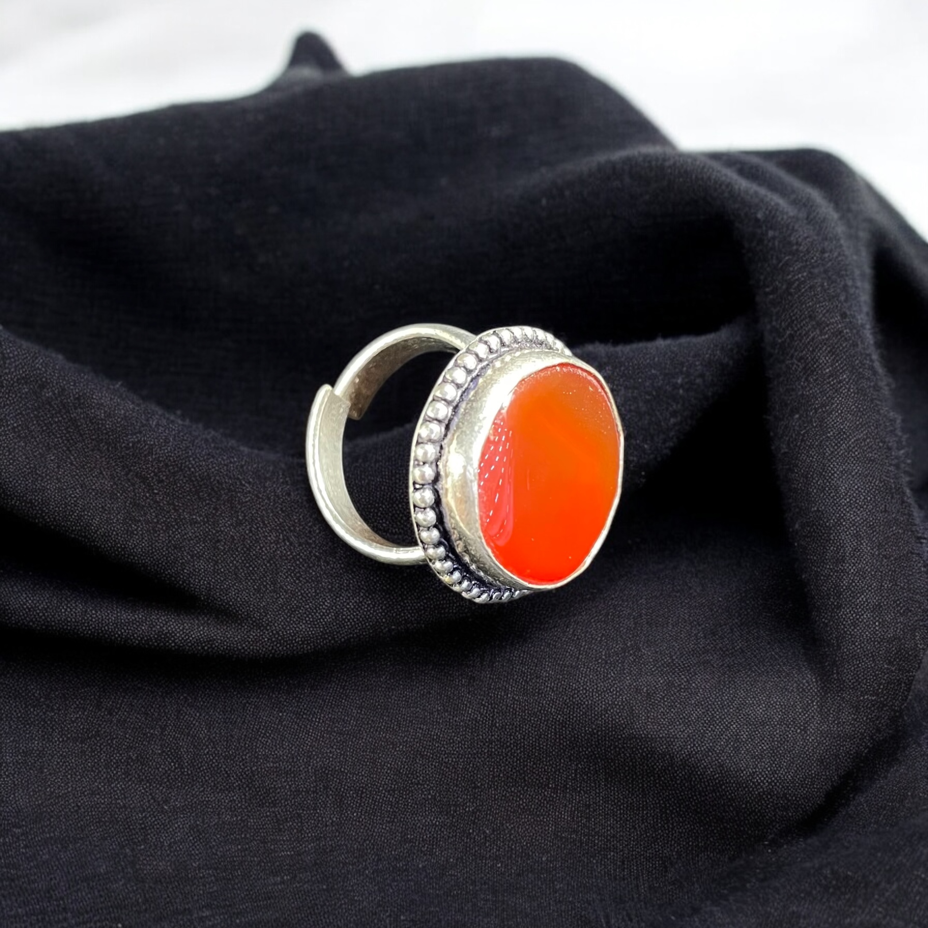 Carnelian Crystal Ring Natural Made With Original Crystal Stone for Men Women Boy Girl Unisex Brand :- Rocksmins