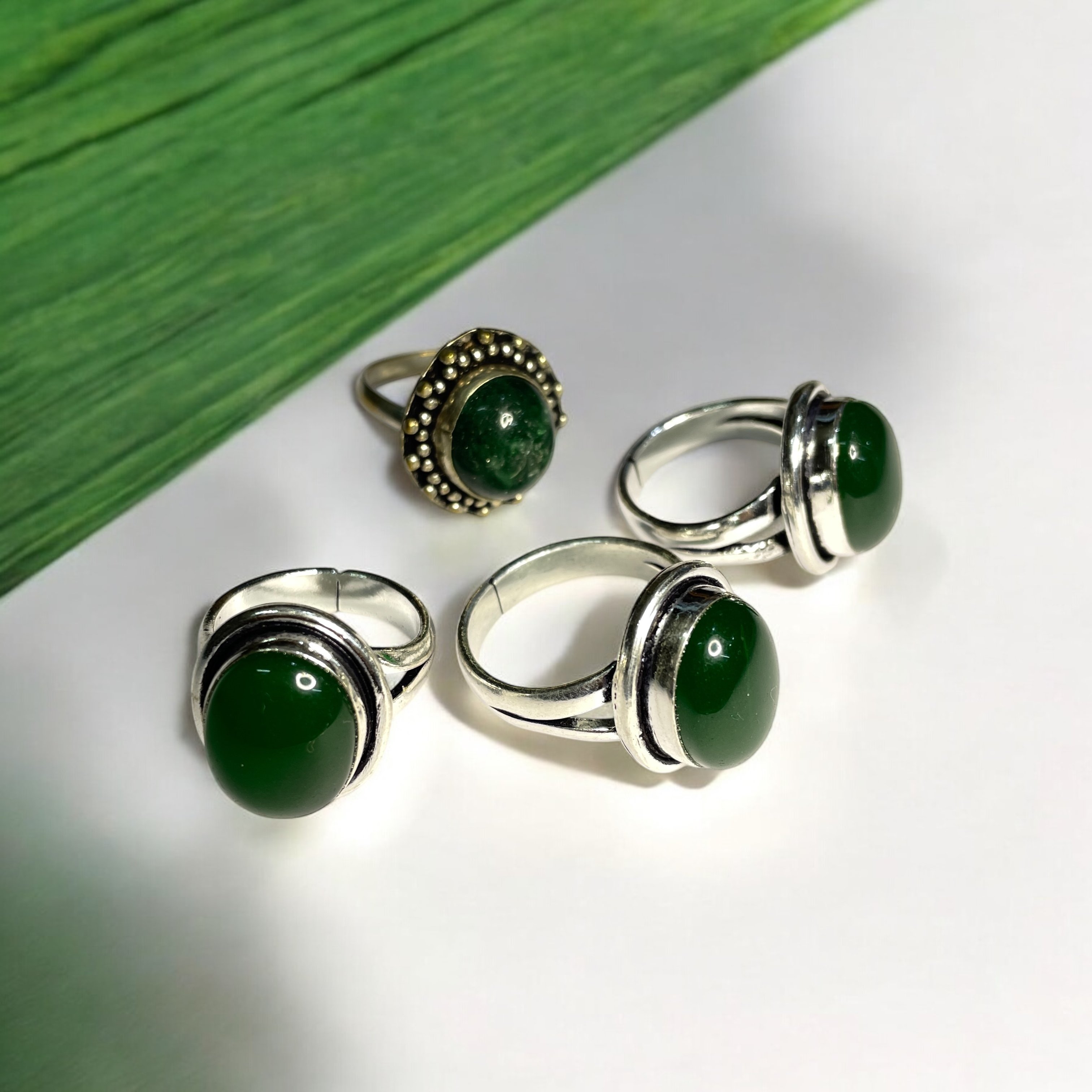 Jade Green Crystal Ring Natural Made With Original Crystal Stone for Men Women Boy Girl Unisex Brand :- Rocksmins