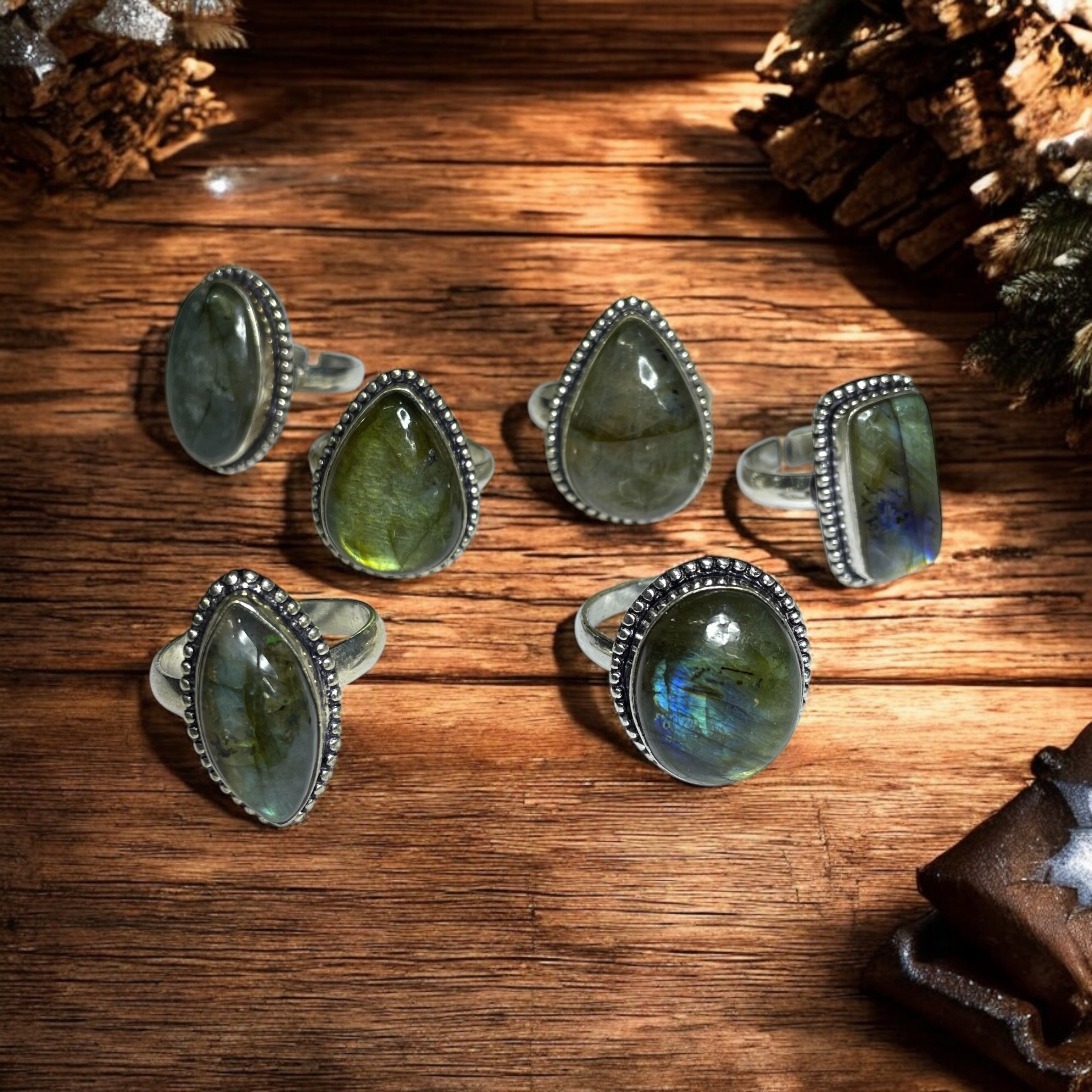 Labradorite Crystal Ring Natural Made With Original Crystal Stone for Men Women Boy Girl Unisex Brand :- Rocksmins
