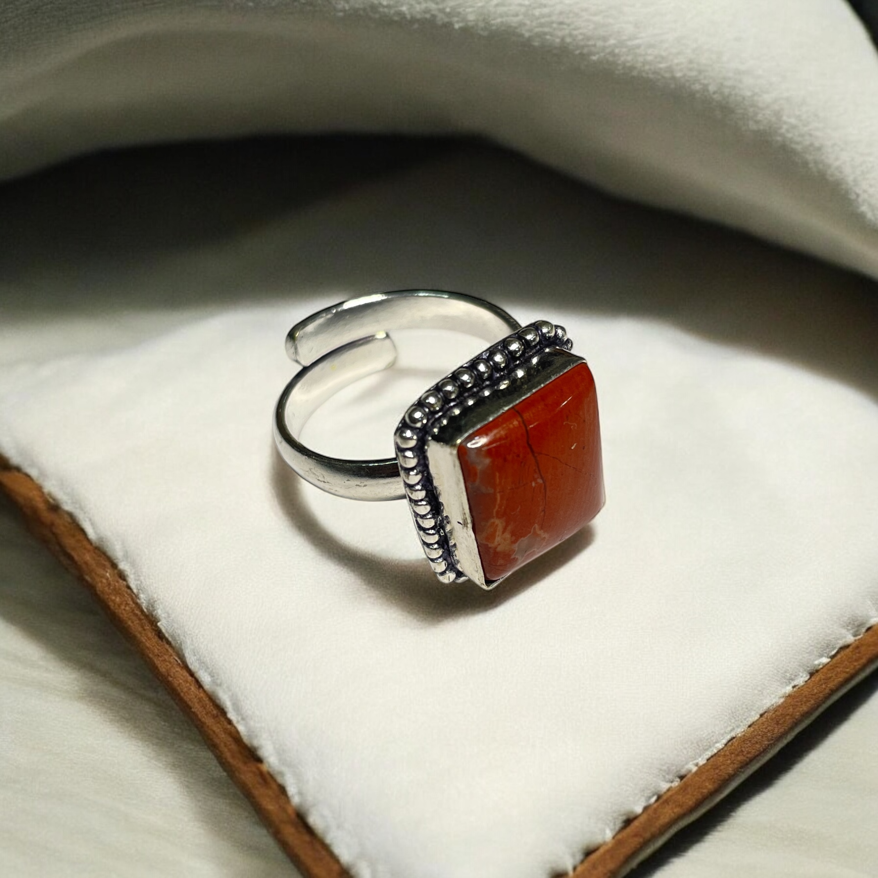 Jasper Red Crystal Ring Natural Made With Original Crystal Stone for Men Women Boy Girl Unisex Brand :- Rocksmins
