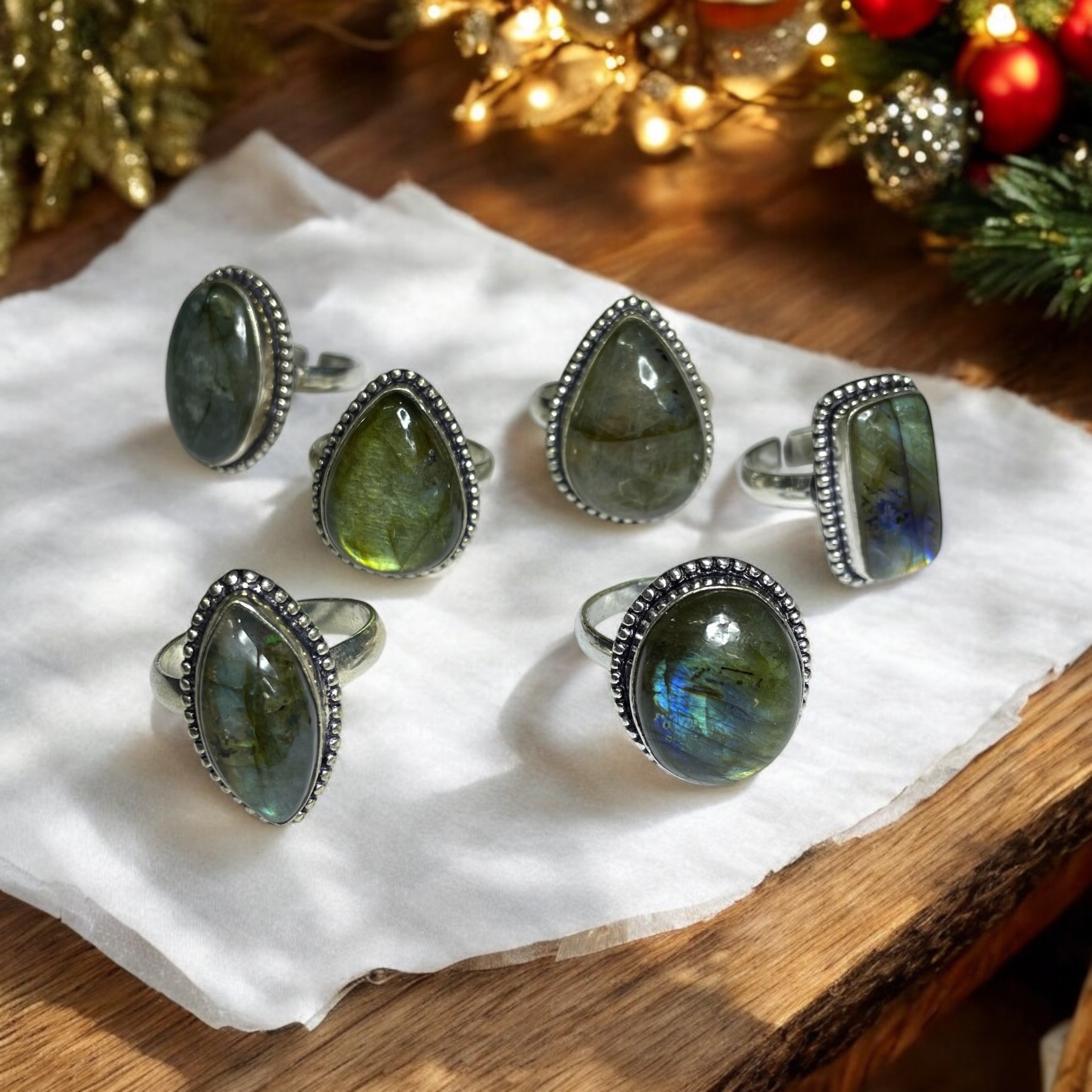 Labradorite Crystal Ring Natural Made With Original Crystal Stone for Men Women Boy Girl Unisex Brand :- Rocksmins