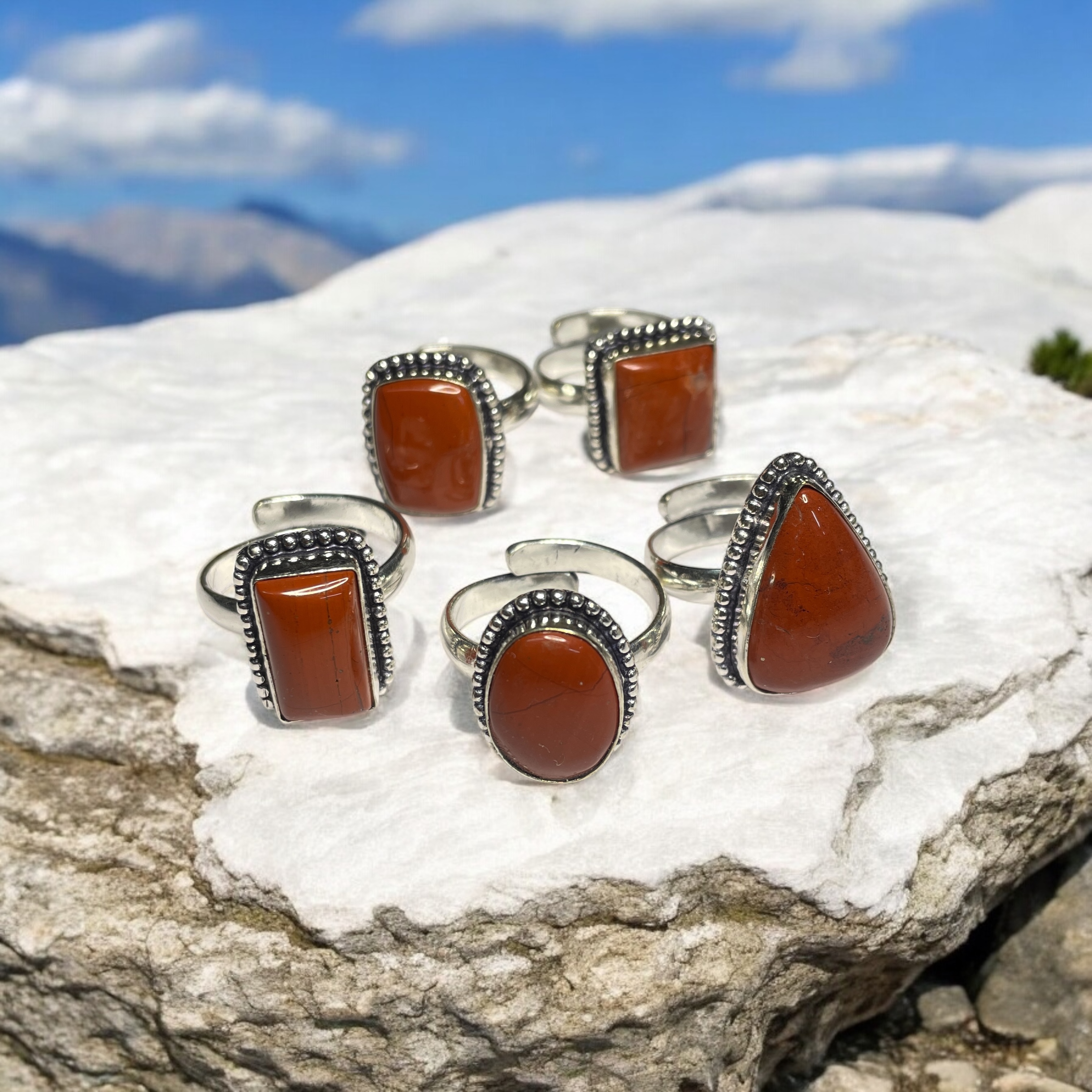 Jasper Red Crystal Ring Natural Made With Original Crystal Stone for Men Women Boy Girl Unisex Brand :- Rocksmins