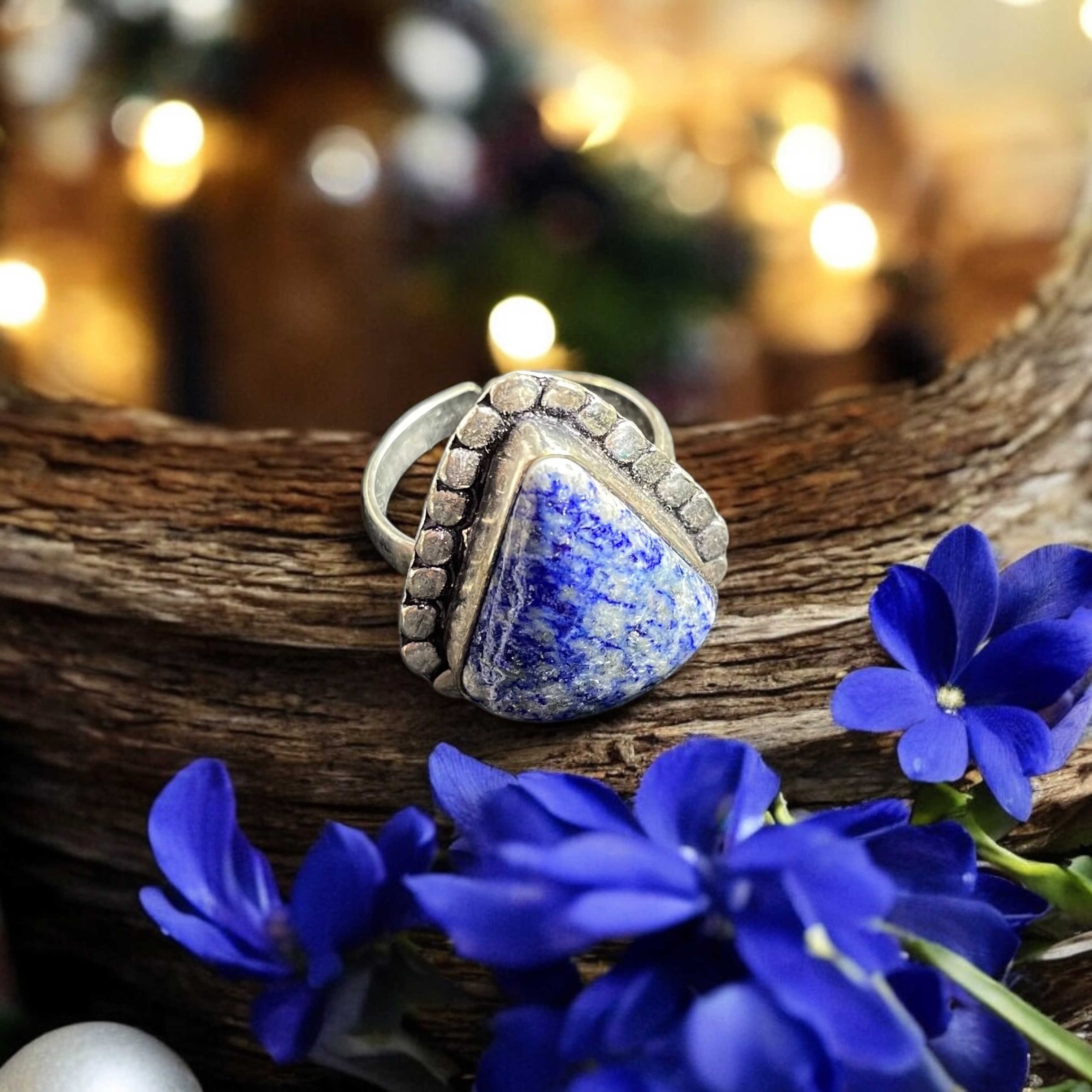 Lapis Lazuli Crystal Ring Natural Made With Original Crystal Stone for Men Women Boy Girl Unisex Brand :- Rocksmins